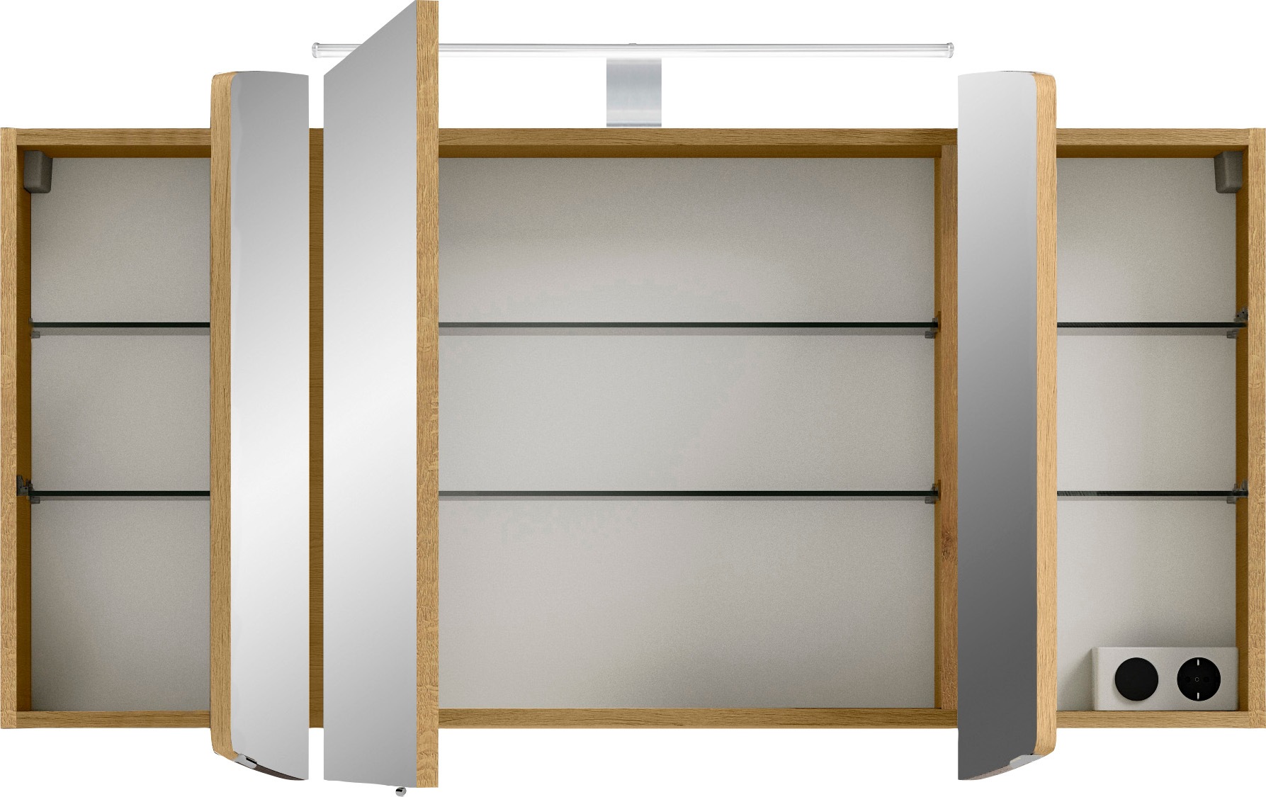 Saphir Badmöbel-Set »Cassca Sprint 4-teilig Mineralmarmor-Waschtisch mit LED-Spiegelschrank«, (5 St.), Midischrank, Unterschrank, inkl. Türdämpfer, 7 Türen, 5 Schubladen