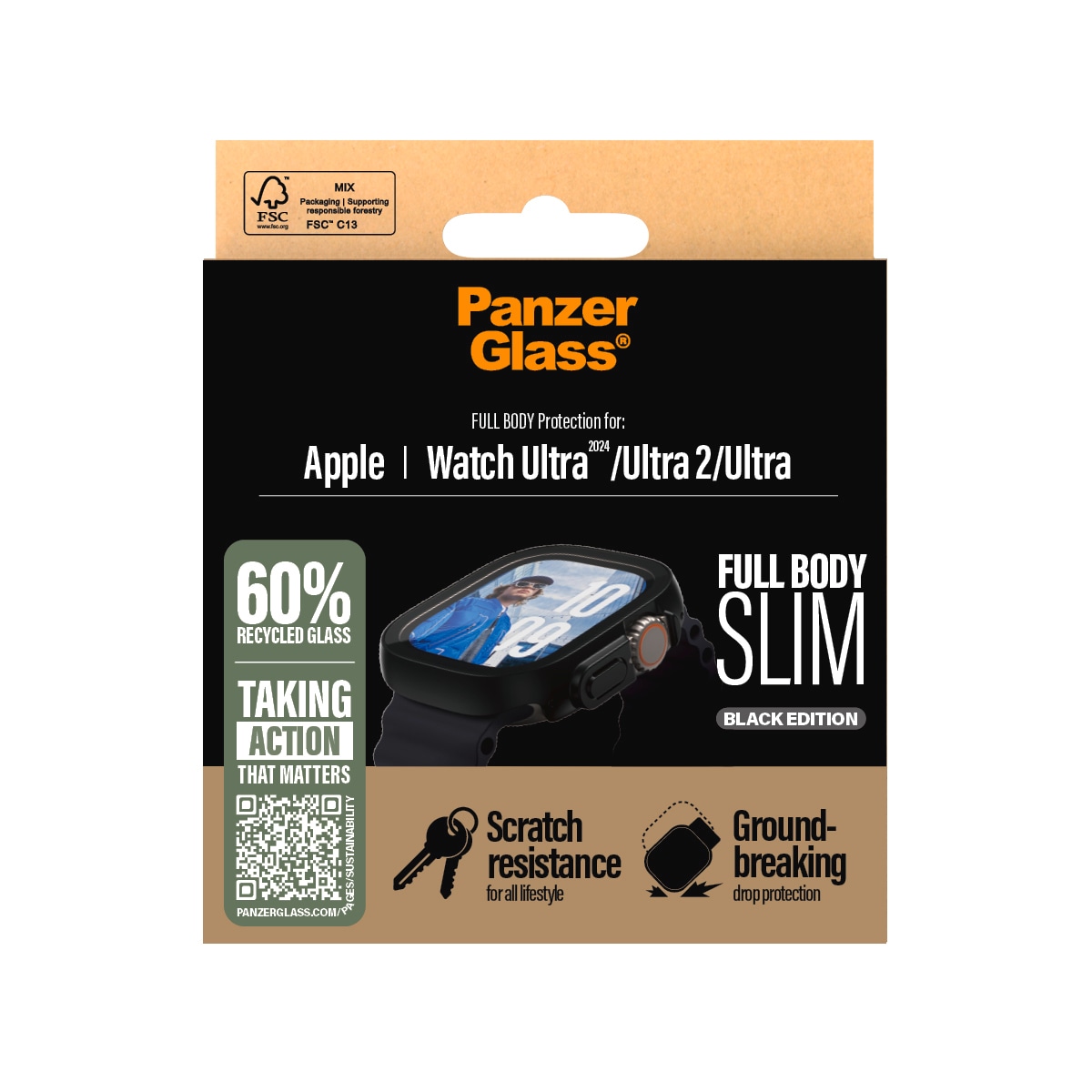 CARE by PanzerGlass Displayschutzglas »Full Body Protection«, für Apple Watch Ultra-Apple Watch Ultra 2, Displayschutzfolie, Schutzfolie, Bildschirmschutz, kratz- & stoßfest