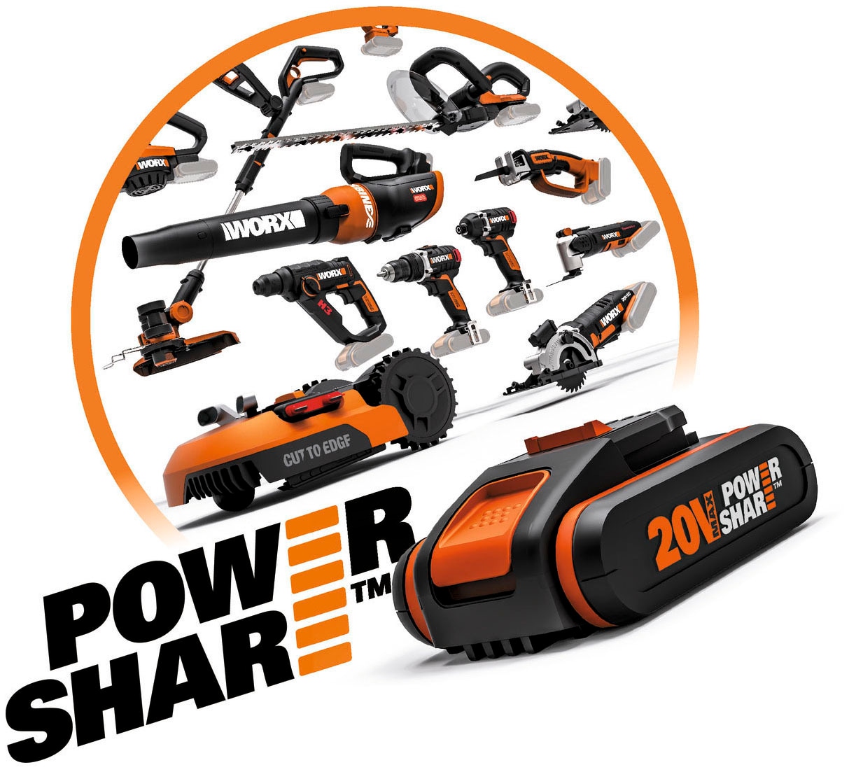 Worx Akku-Kettensäge »20V Akku Einhand Ketten- u. Astsäge, 12cm«, (Set), inklusive 20V/2Ah Akku und Ladegerät