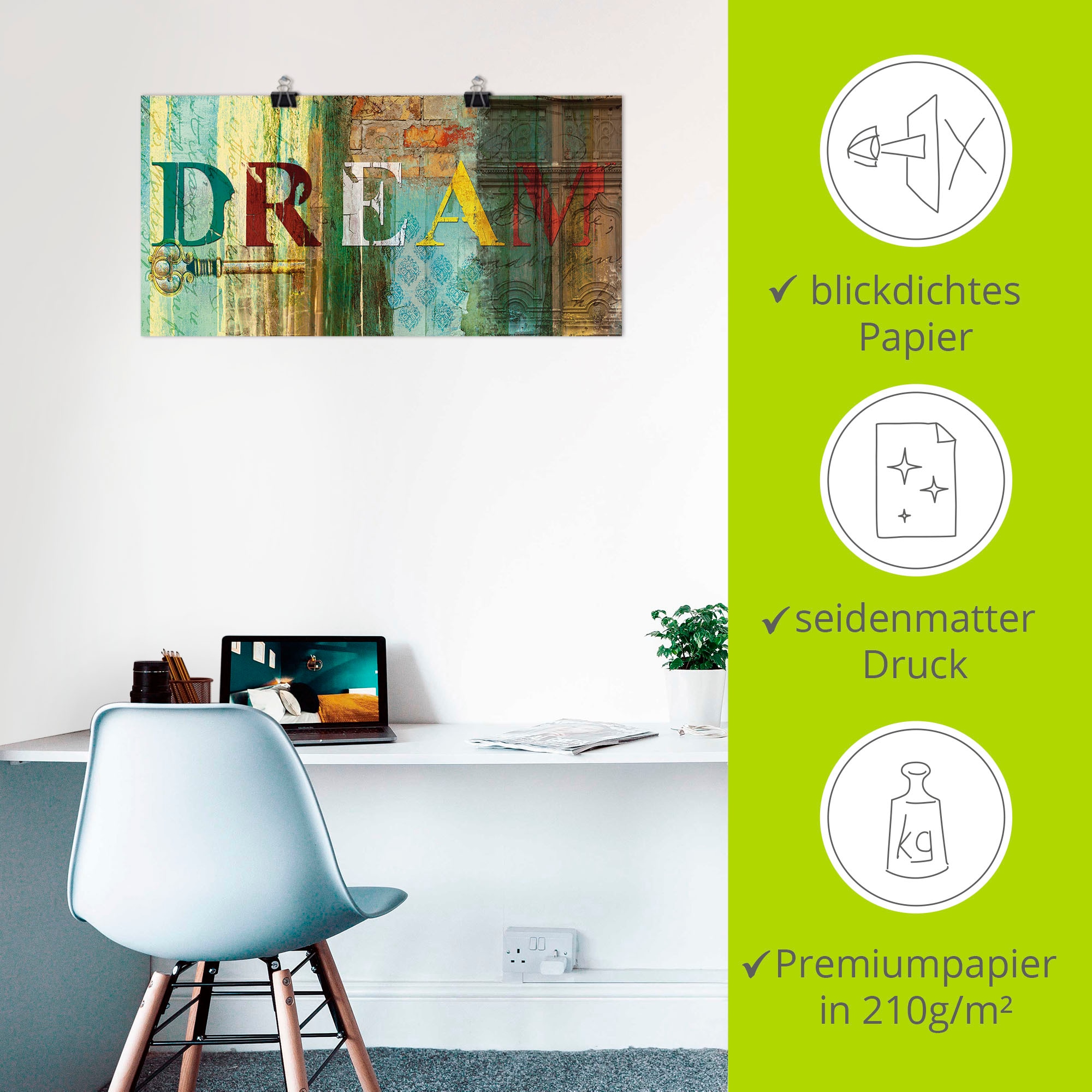 Artland Wandbild »Traum« Sprüche & Texte 1 Stk. tlg. als Leinwandbild, Poster in verschied. Größen