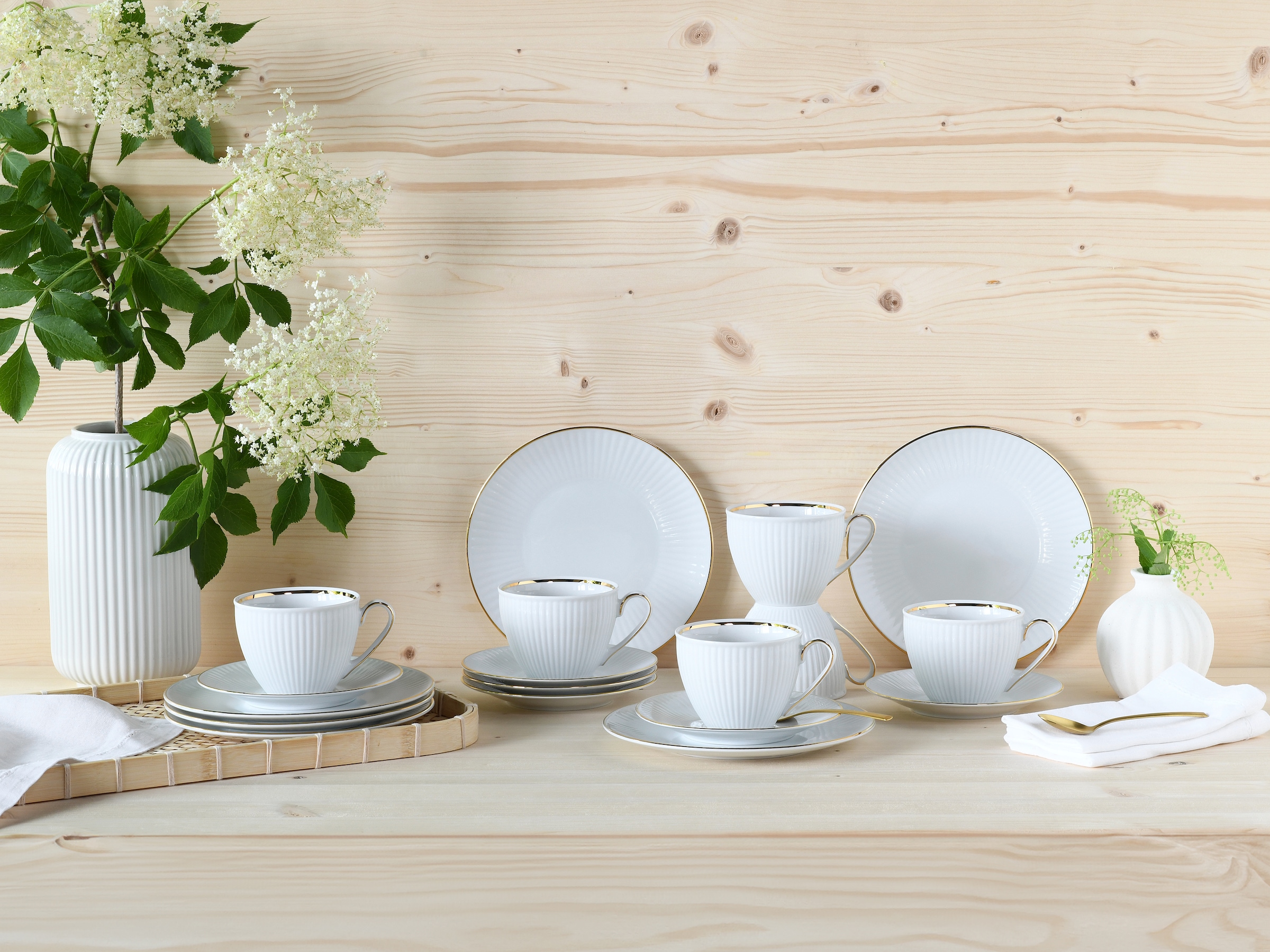 CreaTable Kaffeeservice »Valencia Gold, Kaffee-Service 18-tlg«, (Set, 18 tlg.), Elegant, Goldrand