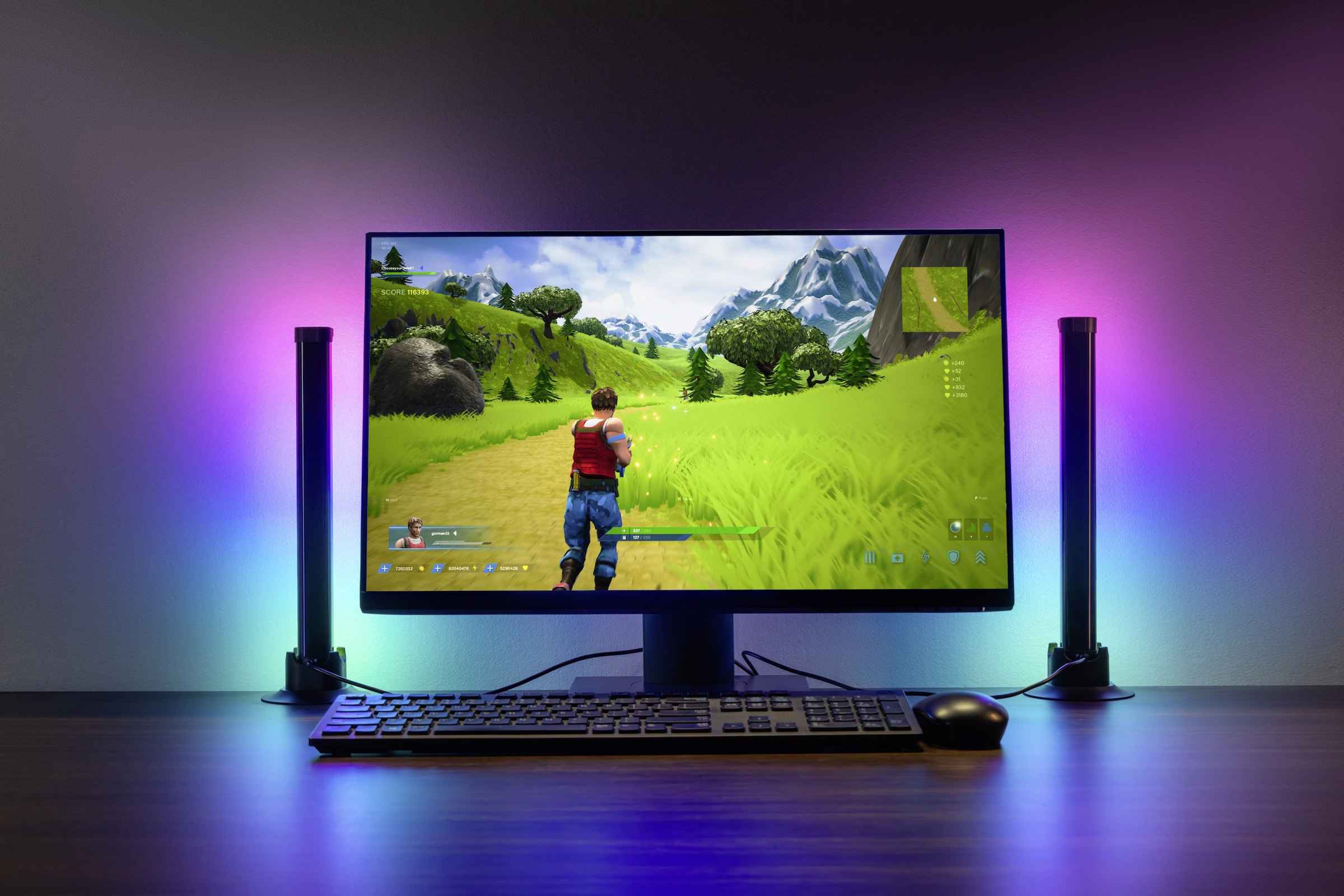 EGLO LED Dekolicht »GAMER LIGHT, Tischlampe, musikgesteuert, 2er Set, Gaming Zimmer« LED-Modul 2 Stk. RGB | warmweiß - kaltweiß Fernbedienung inkl., 150cm USB-Kabel, Musikmodi, H: 32,5cm x D: 3cm