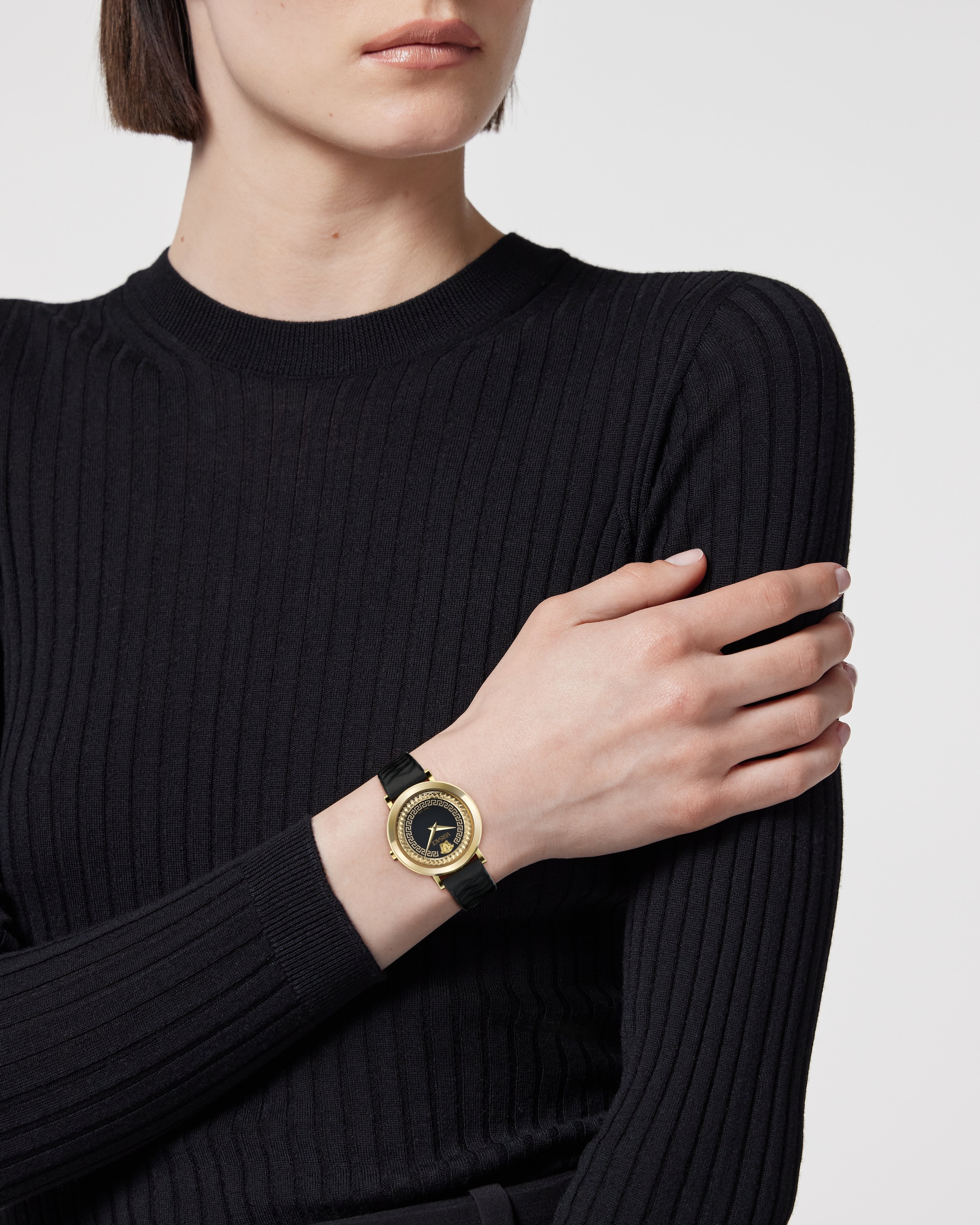 Versace Quarzuhr »DELPHINUS« Armbanduhr, Damenuhr, Swiss Made, Lederarmband, analog