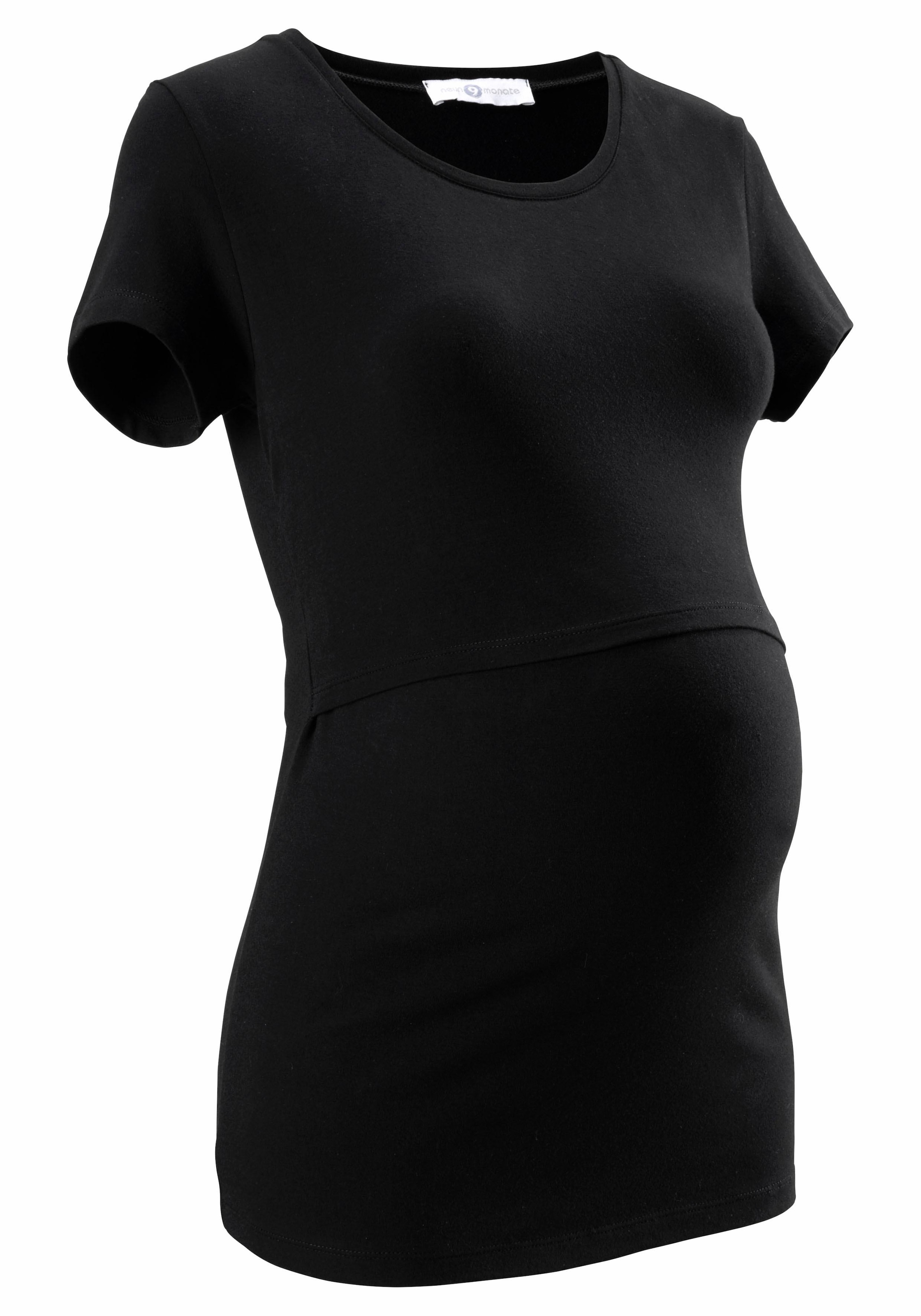 Neun Monate Umstandsshirt », 2er Pack T-Shirts für Schwangerschaft und Stillzeit« Packung, 2, 2 Stk. kurzärmelig,  figurbetonte Passform,  unifarben,  Rundhalsausschnitt