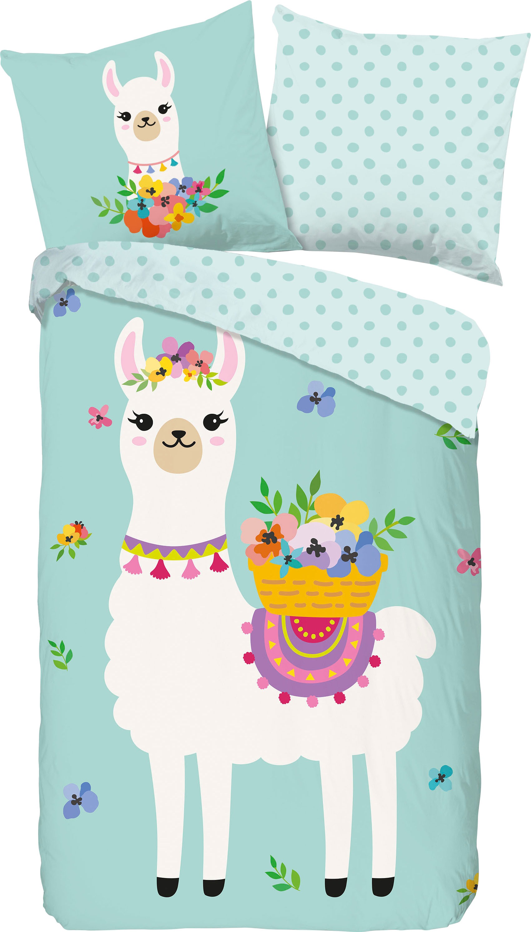 good morning Kinderbettwäsche »Llama«, Baumwolle, 135x200, Reißverschluss, günstig online kaufen