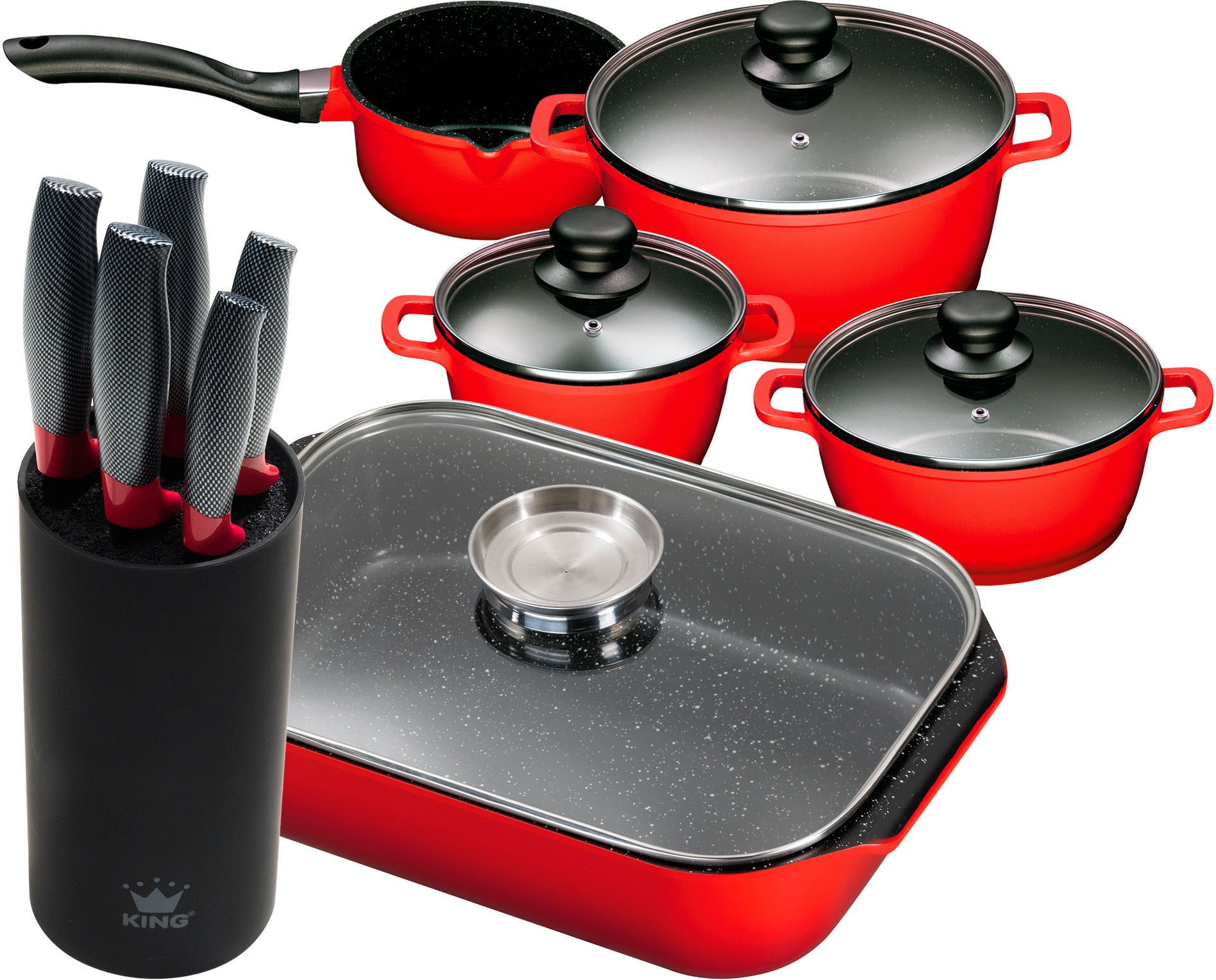 KING Topf-Set, Aluminiumguss, (Set, 11 tlg., 4 Töpfe, 3 Deckel, Bräter, 1 M günstig online kaufen
