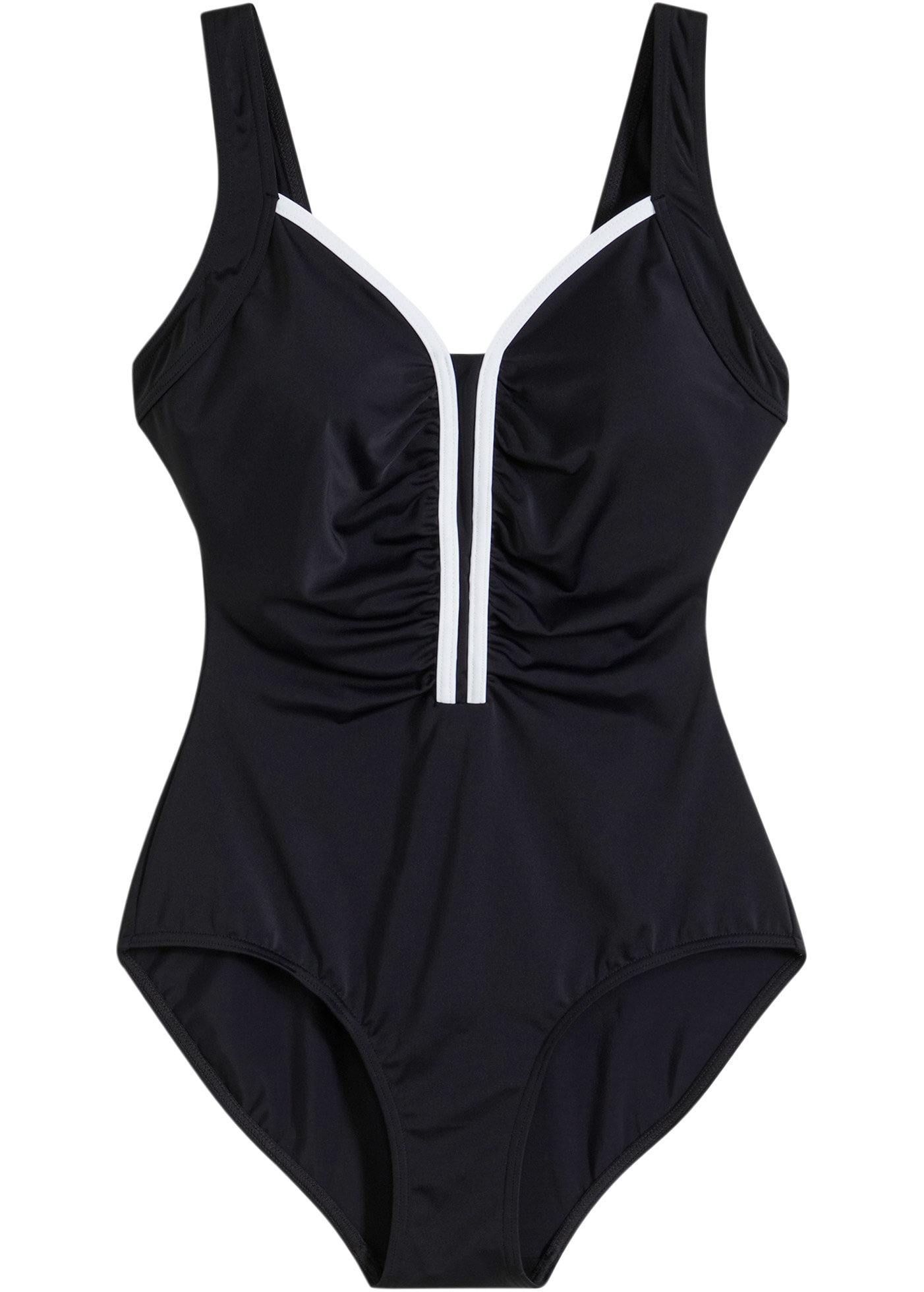 bonprix Badeanzug 1 Stk. sportlicher Stil, mit kontrastfarbener Paspel, mit Elasthan-Anteil