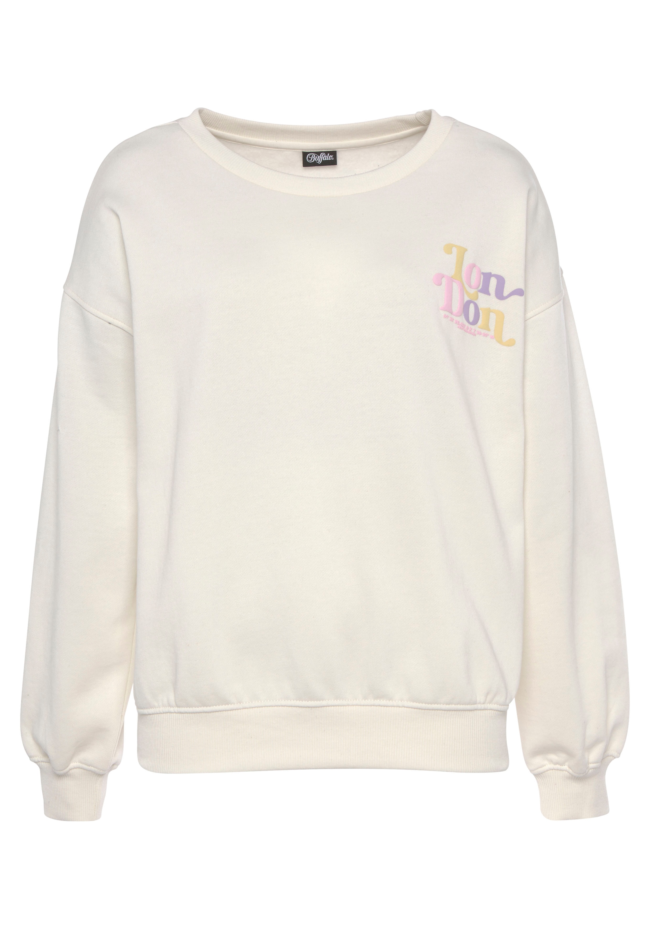 Buffalo Sweatshirt, mit Rippbündchen und Sunshine Druck, Loungewear