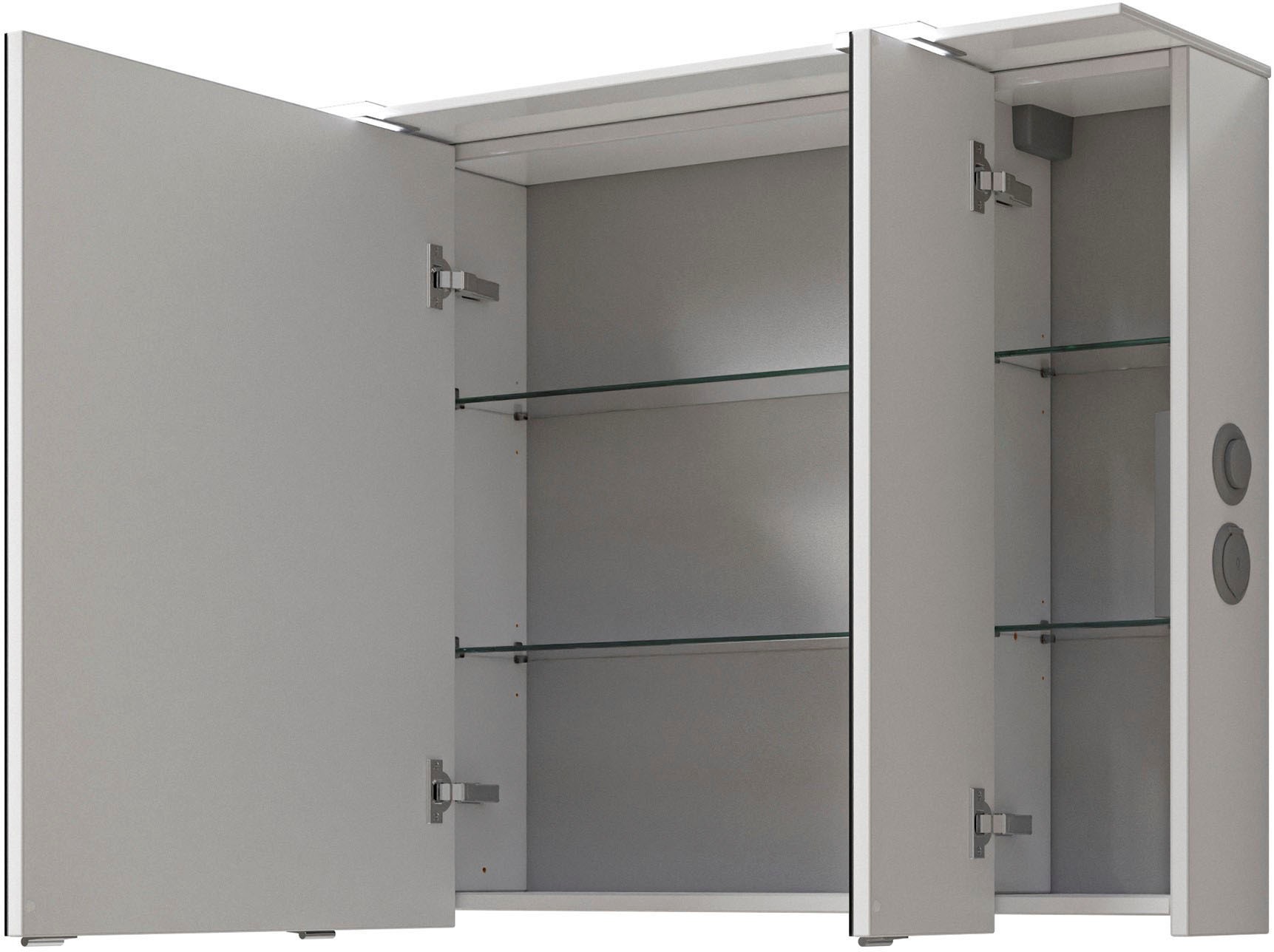 Saphir Badmöbel-Set »Serie 6025 2-teilig Mineralmarmor-Waschtisch mit LED-Spiegelschrank«, (2 St.), Waschplatz 97 cm breit, 2 Schubladen, 3 Spiegel-Türen, inkl Türdämpfer