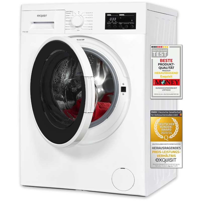 EXQUISIT Waschtrockner »WT8614-060D« 8 kg /6 kg 77 dB(A) schonende Waschtrommel weiß Schonende Trocknung