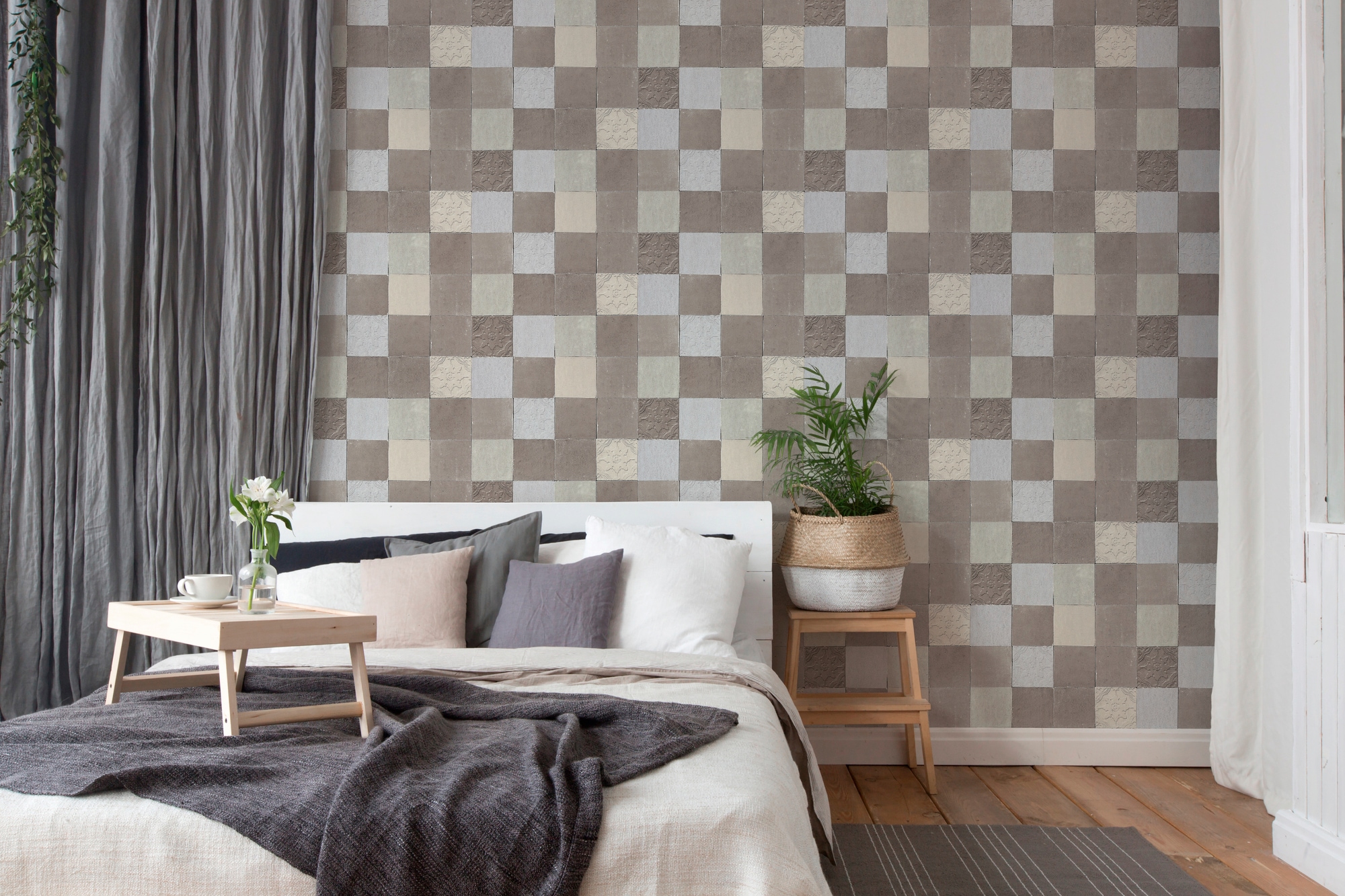 living walls Vliestapete »New Walls Finca Home in Fliesen Optik«, gemustert-Motiv-abstrakt, Tapete Fliesen Tapeten Wohnzimmer Schlafzimmer Küche modern Design