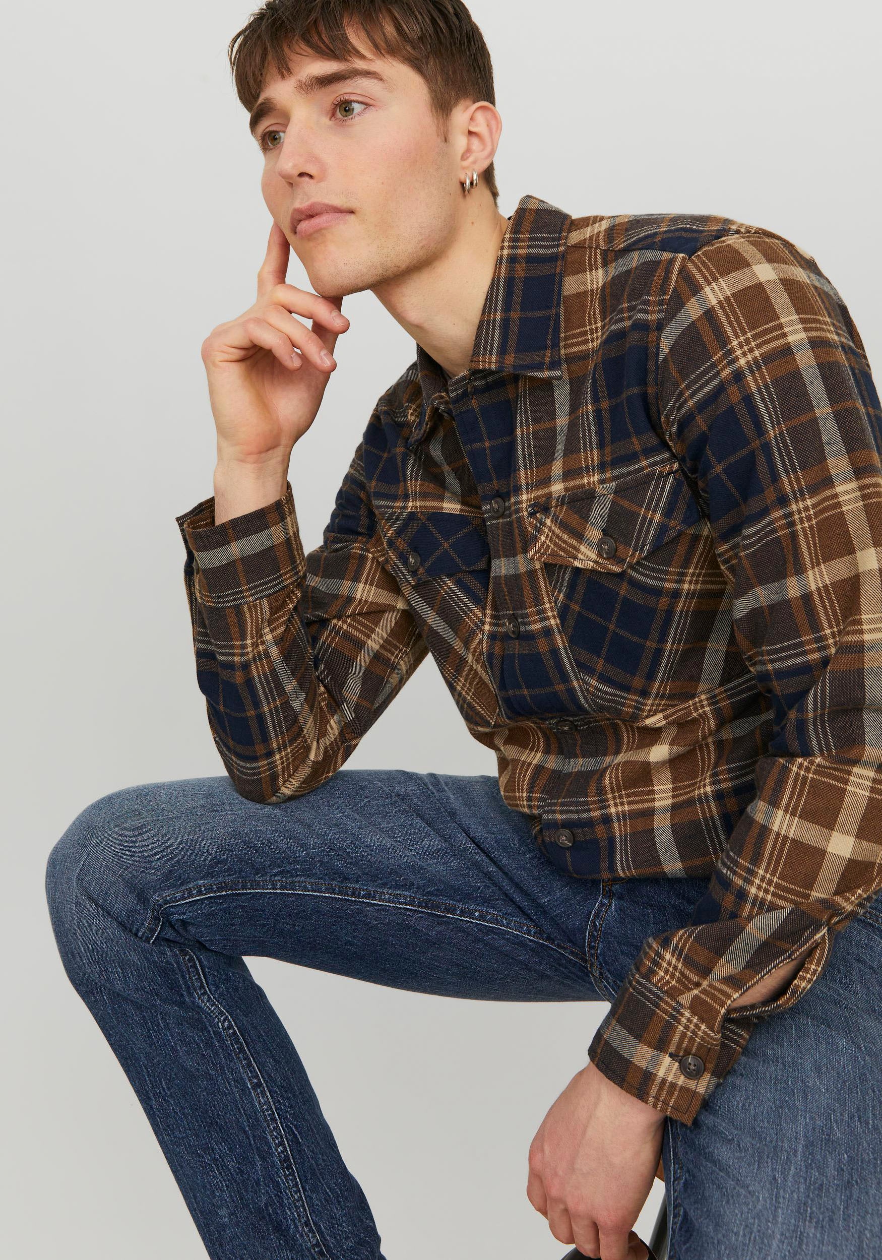 Jack & Jones Langarmhemd »JJEEDDIE OVERSHIRT LS NOOS«