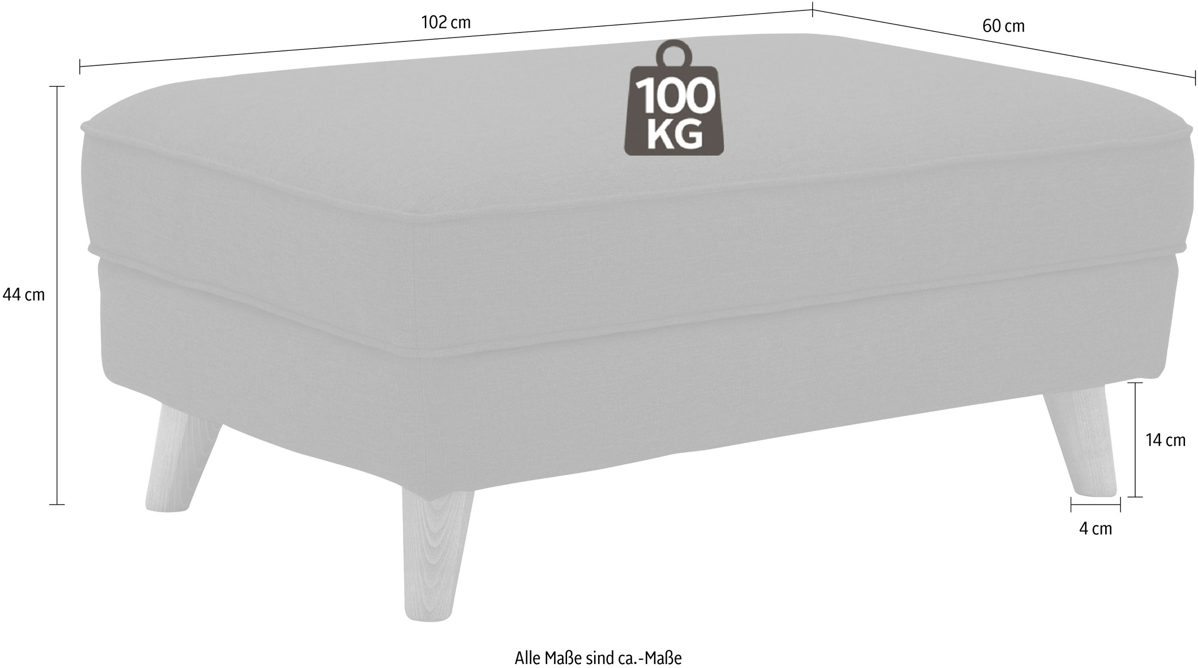Home affaire Hocker »Copenhagen«, passend zur "Copenhagen"-Serie, B/T/H: 102/60/44cm