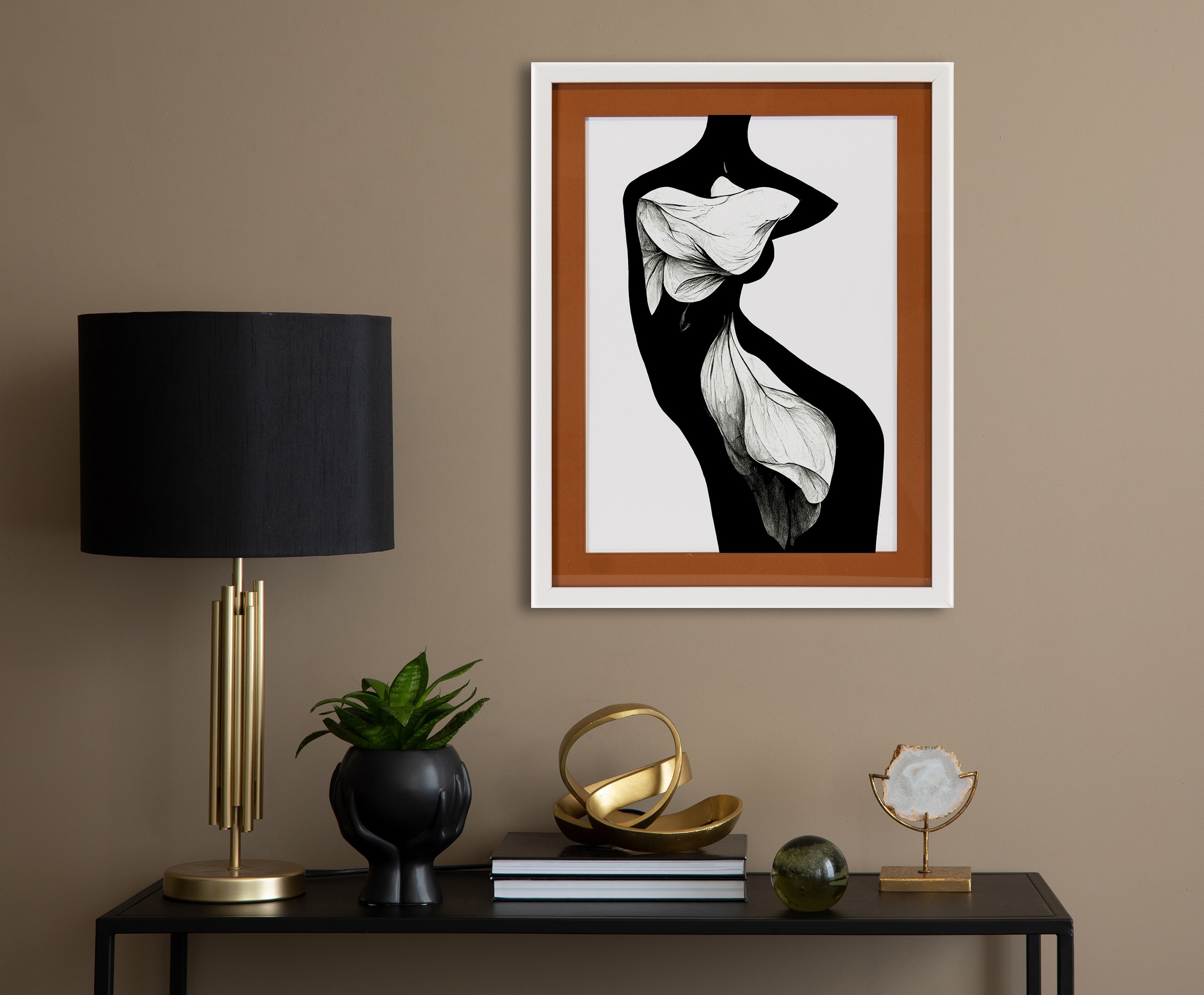 queence Bild mit Rahmen »Frauenkörper, Blume, braun« Bilder von Frauen   Fr günstig online kaufen