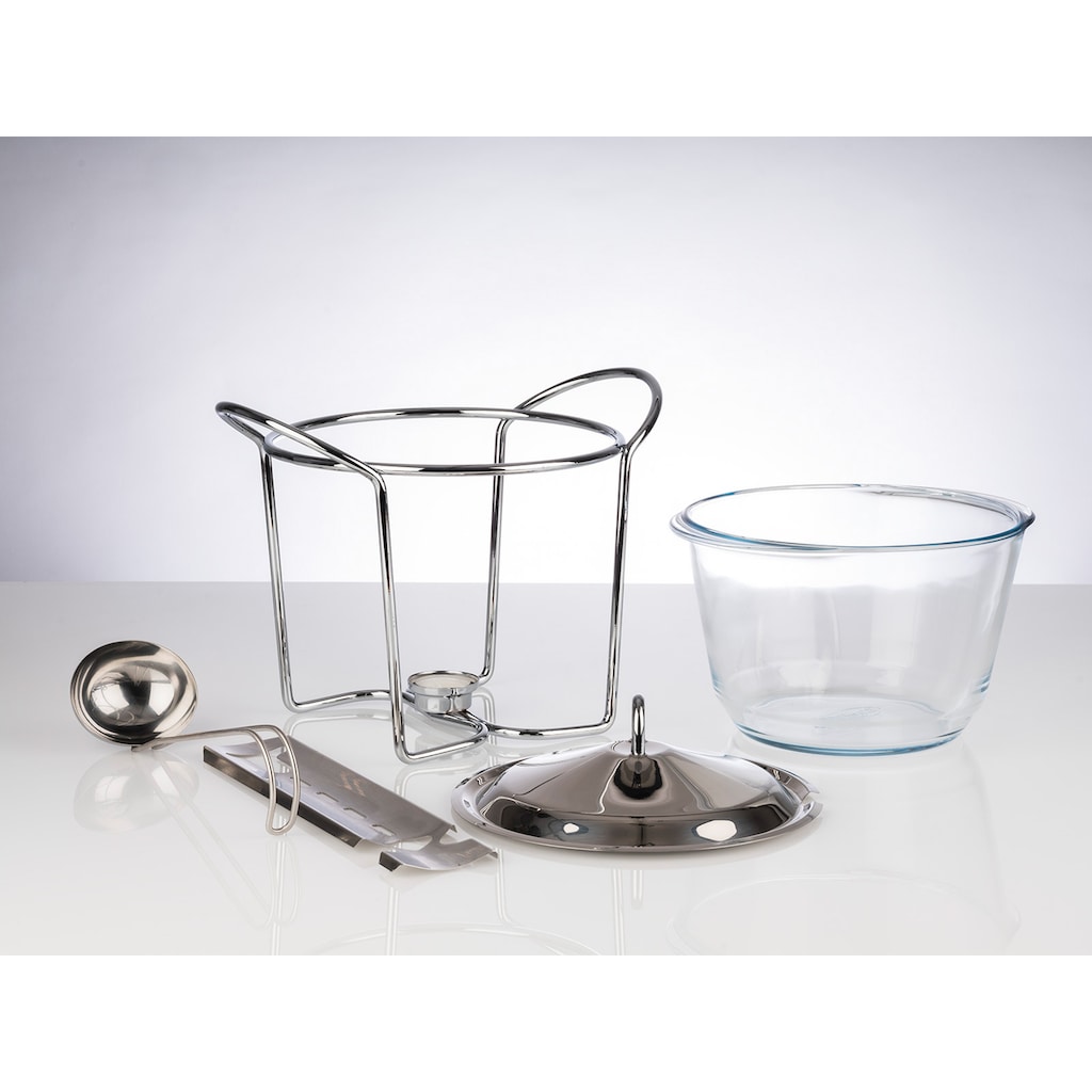 APS Bowle-Set, (Feuerzangenbowle mit Zuckerhutablage), Edelstahl/Glas, Inhalt 4 Liter