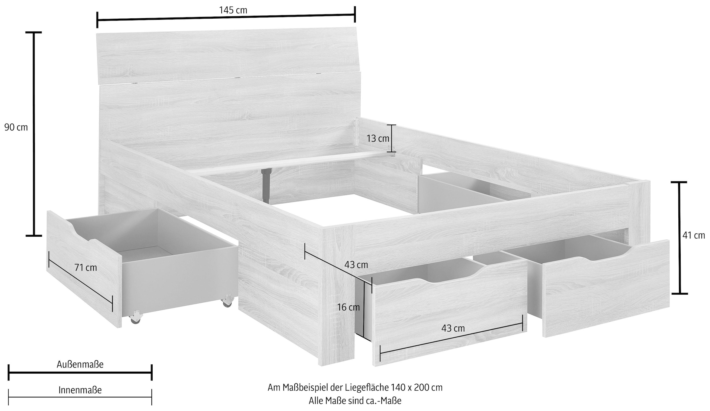 rauch auf Bett »Flexx«, bestellen Rechnung Schubkästen inklusive