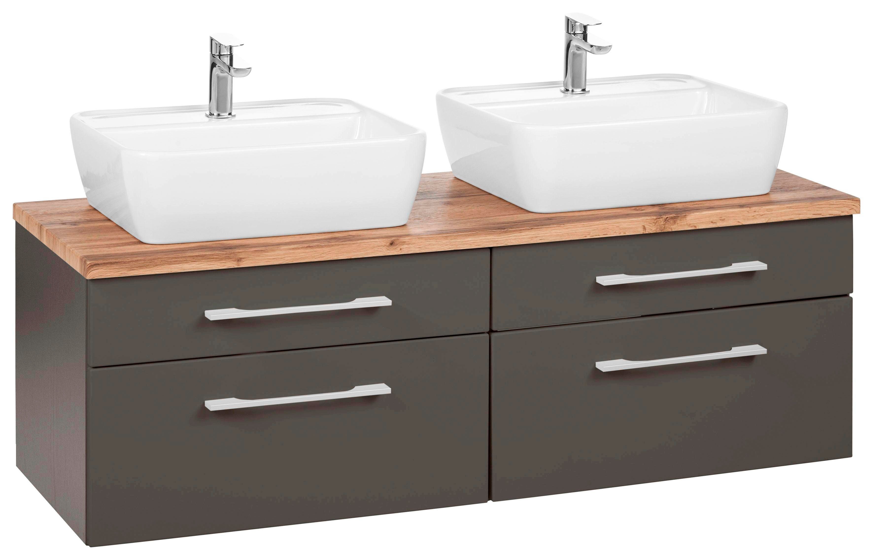 Waschbeckenunterschrank „Davos“, Bad, Waschtisch inkl. Waschbecken, Breite 120 cm, grau/graphit B/H/T: 120 cm x 55 cm x 47 cm