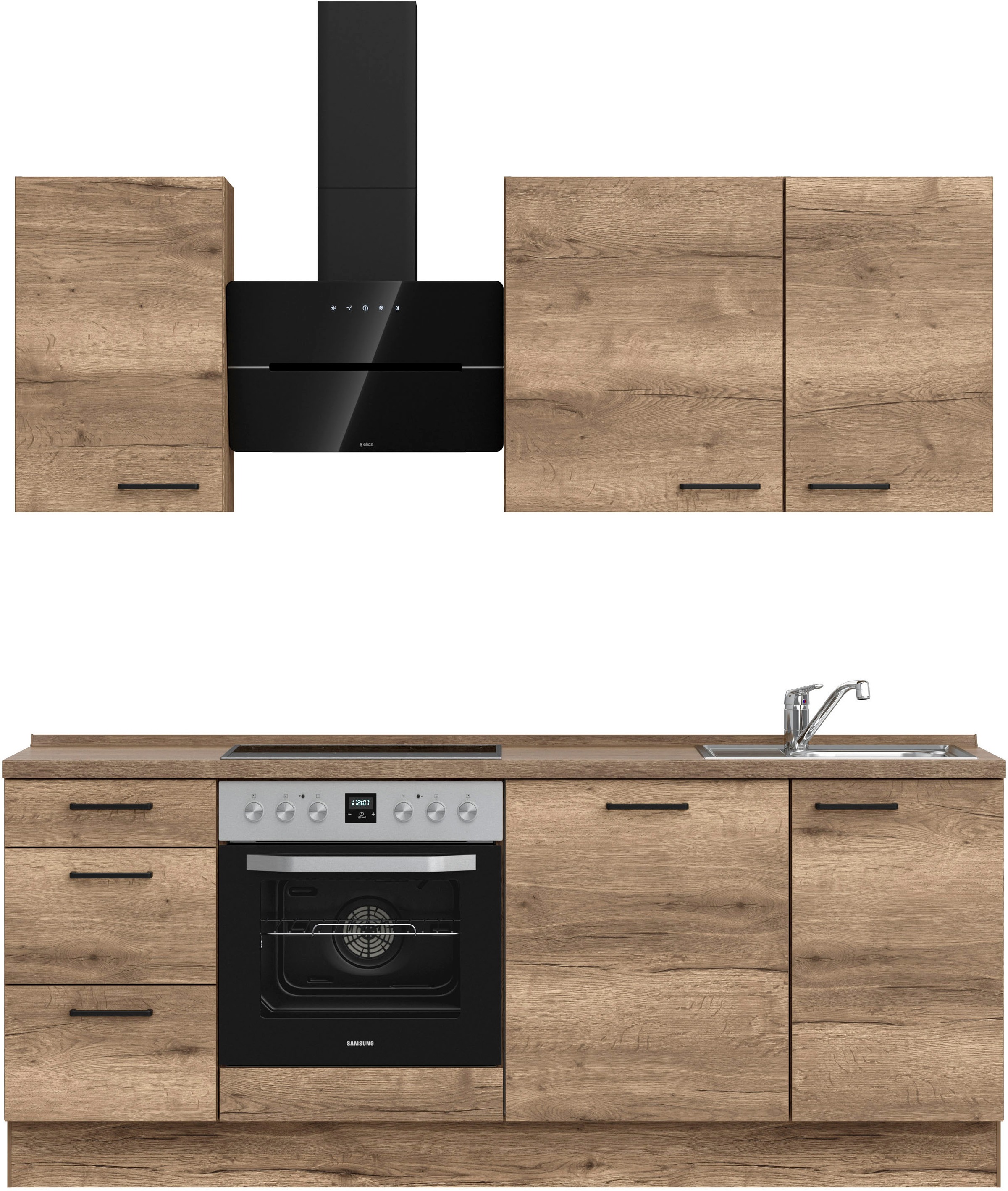 nobilia® Küchenzeile »"Structura II"«, vormontiert, Ausrichtung wählbar, Breite 210 cm, wahlw. mit E-Geräten