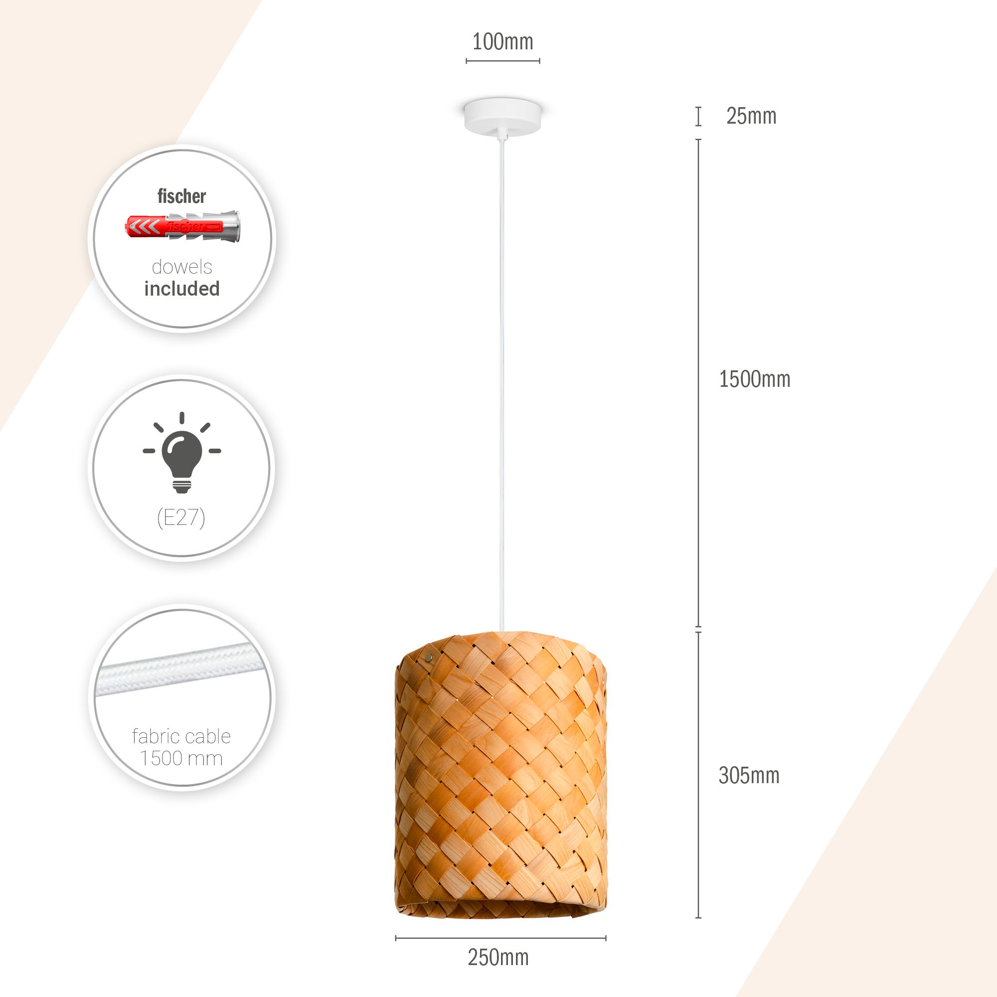 Paco Home Pendelleuchte »HUGO PD1« E27