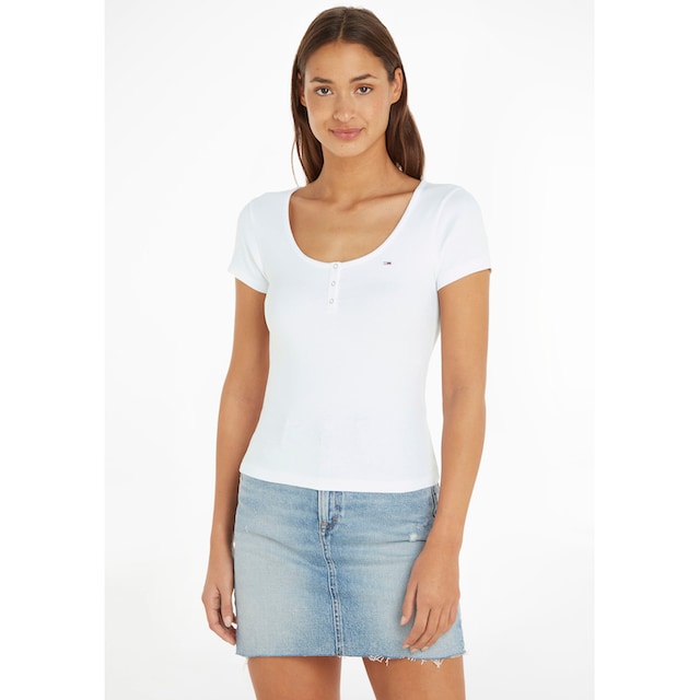 Tommy Jeans T-Shirt »TJW BBY BUTTON RIB C-NECK«, mit Tommy Jeans  Logostickerei kaufen