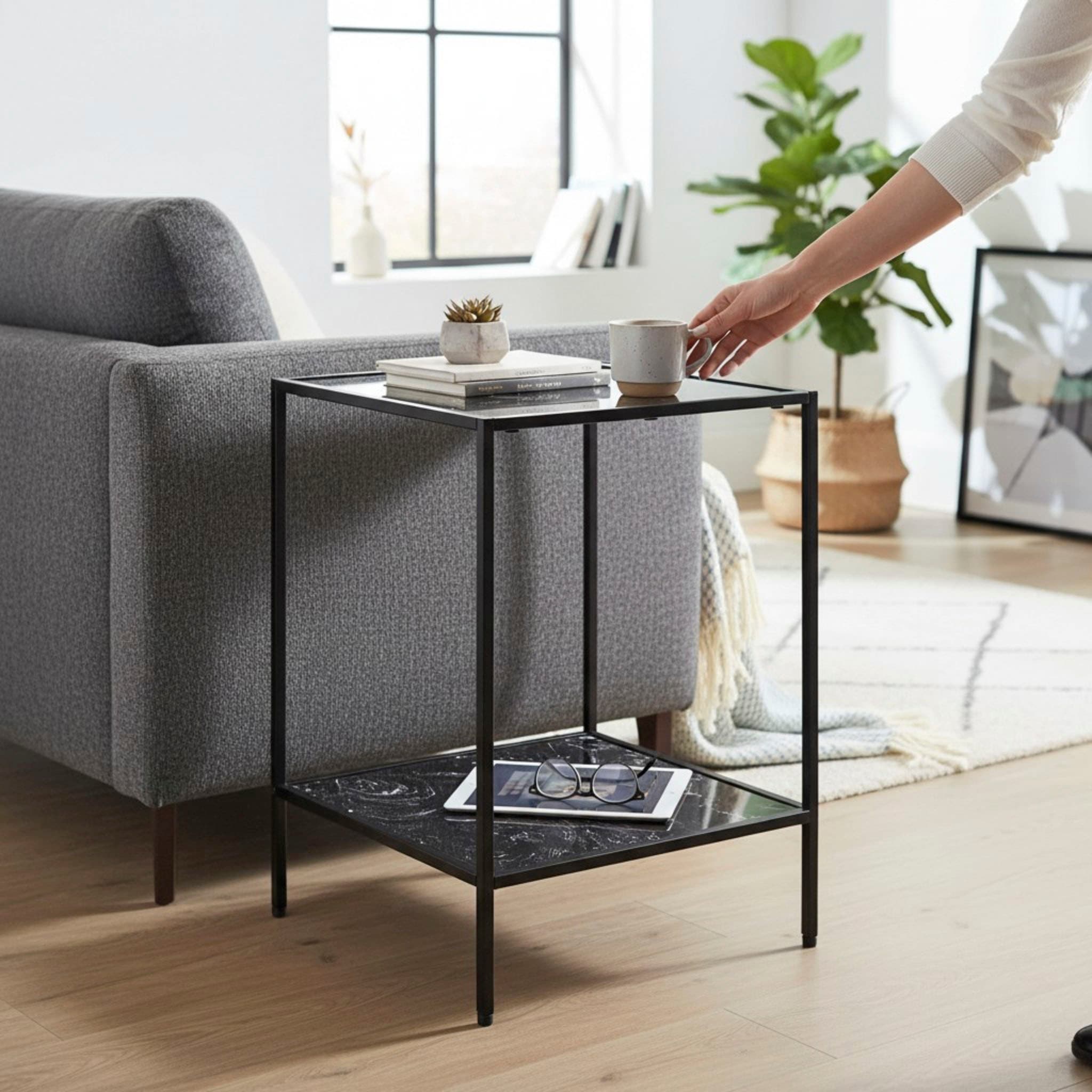 HAKU Beistelltisch »Sofatisch, Wohnzimmertisch« 1 Stk. tlg. quadratisch - aus Kunstmarmor Schwarz B/T/H 40/40/60 cm
