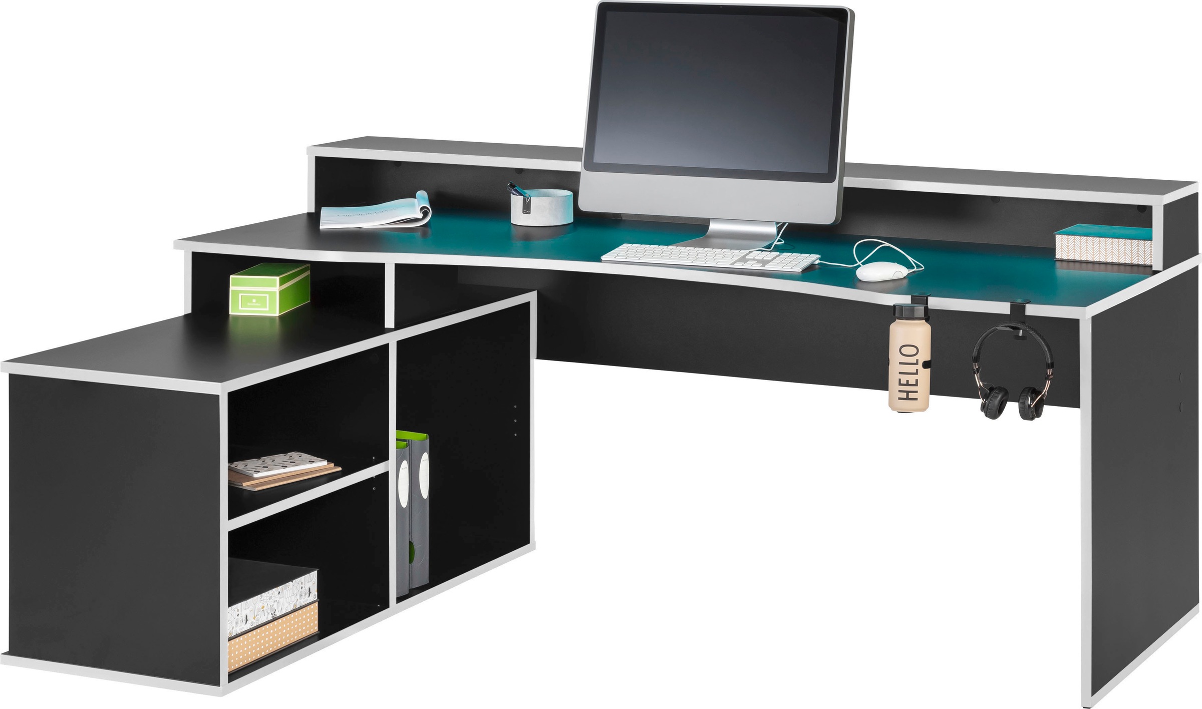 FORTE Gamingtisch »Tezaur«, mit RGB-Beleuchtung, Breite 200 cm, Eckschreibtisch