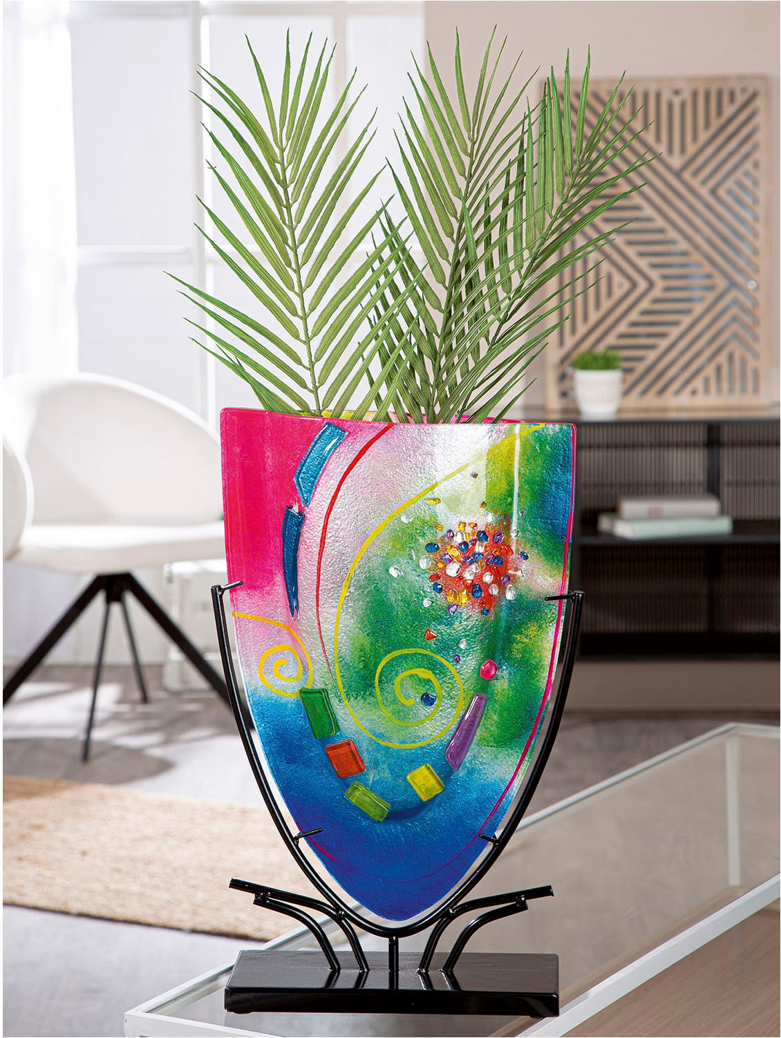 Casablanca by Gilde Tischvase »Vase oval Cool blau; pink H. 49 cm«, (1 St.) günstig online kaufen