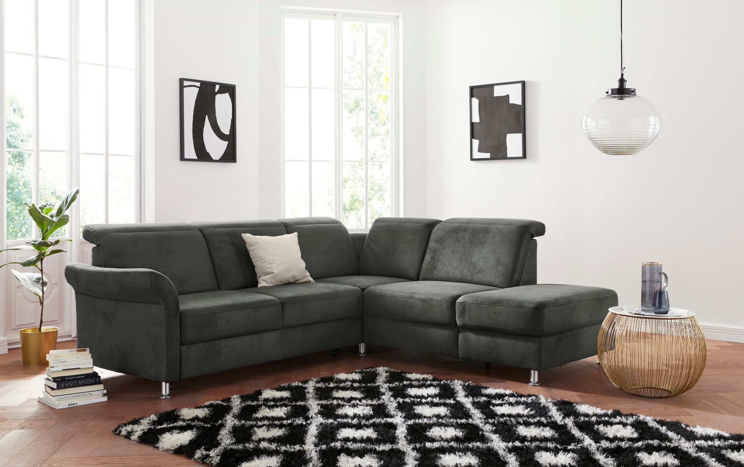 sit&more Ecksofa »Darwin L-Form« inklusive Federkern, wahlweise mit Kopftei günstig online kaufen