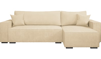 Ecksofa »Wylie«, Cord, Recamiere beidseitig montierbar, mit Bettfunktion und Bettkasten