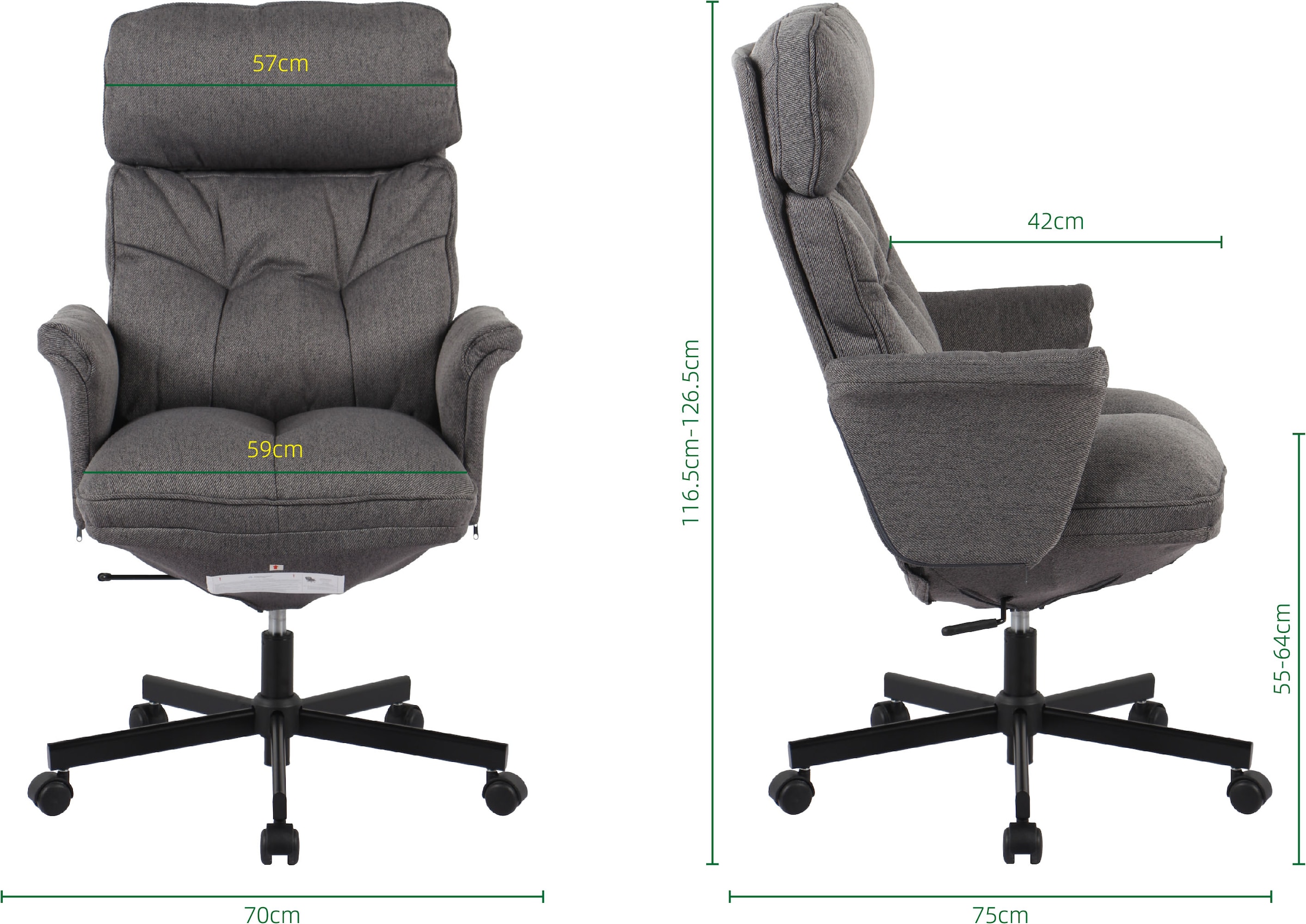 OTTO home Chefsessel »Emmelie« () komfortable Polsterung, ergonomisch geformte Armlehnen