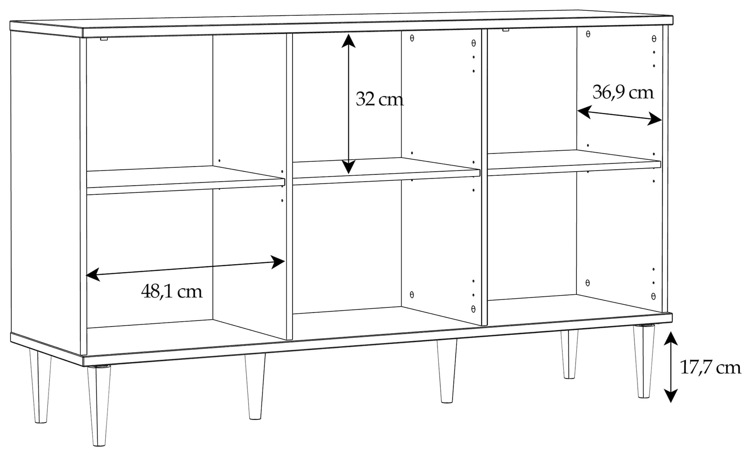 OTTO home Sideboard »ELLIAN mit  Wiener Geflechtoptik, 3 Türen« Holzfüße, Metallgriffe, Made in EU, viel Stauraum, FSC® zertifiziert