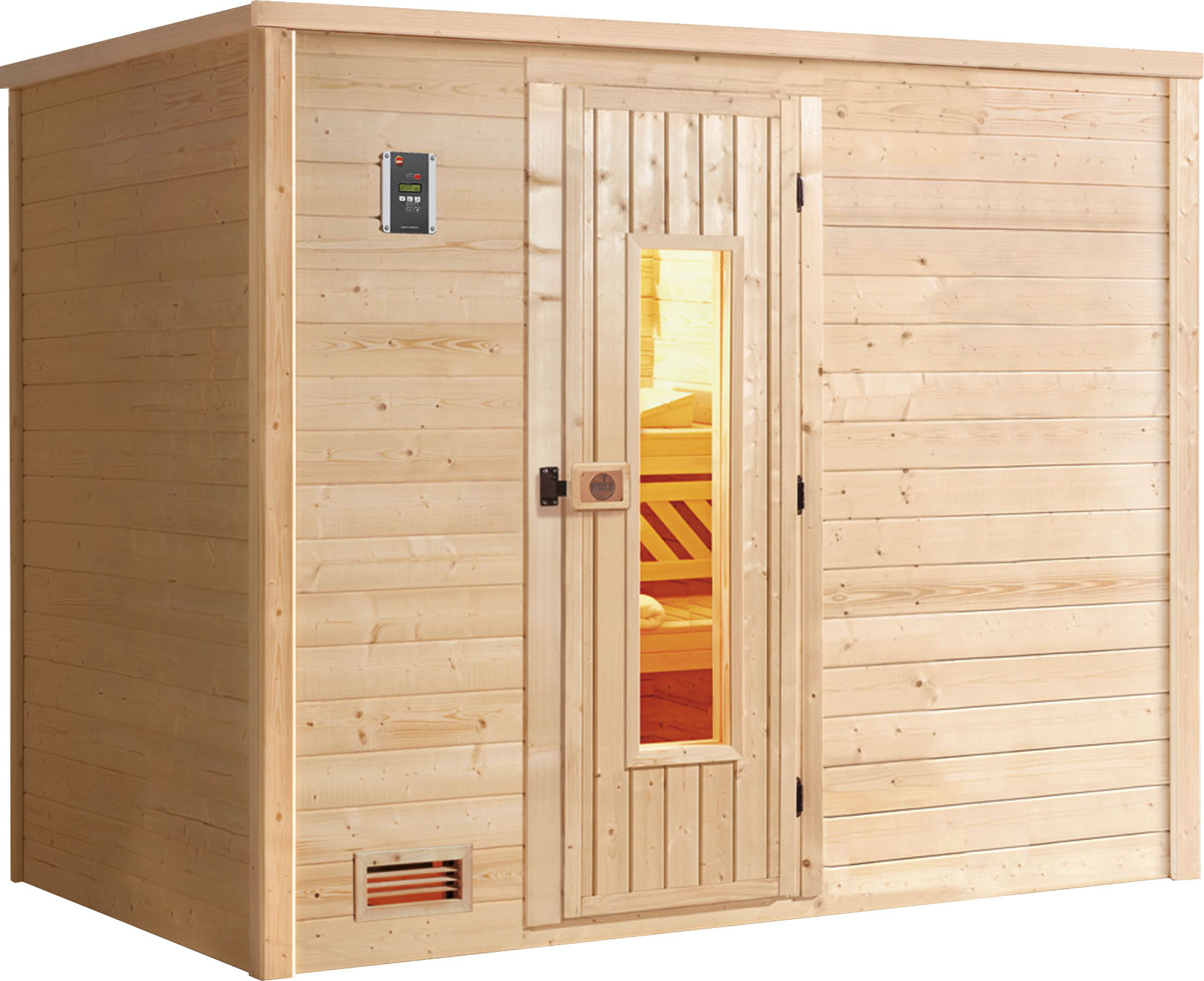 Sauna „Bergen“, (Set), 7,5 kW-Ofen mit digitaler Steuerung natur