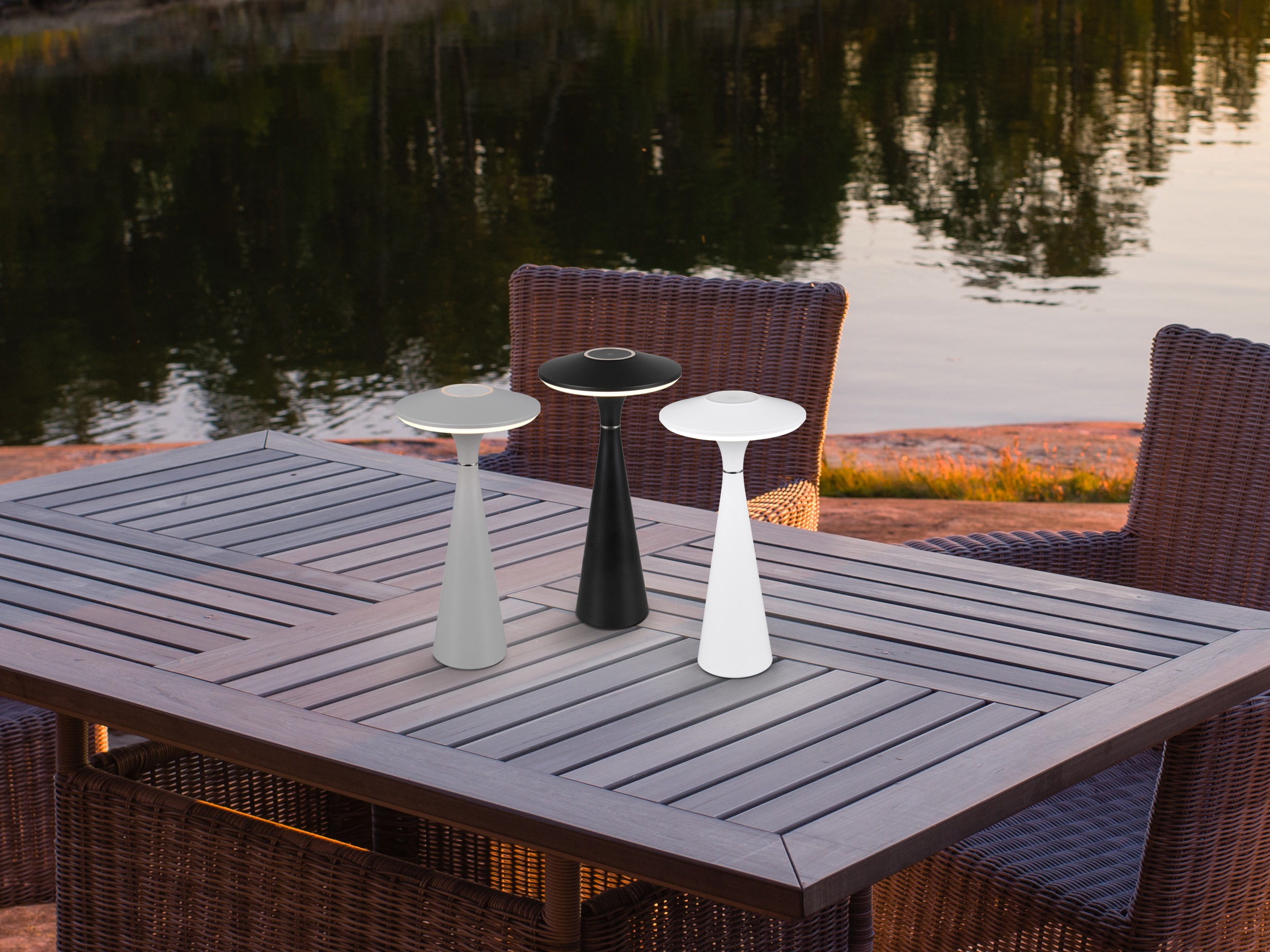 REALITY Leuchten LED Tischleuchte »TORREZ«, 1 flammig, Leuchtmittel LED-Board | LED fest integriert, in-Outdoor Akku Tischlampe mit USB-C, dimmbar, Lichtfarbe einstellbar