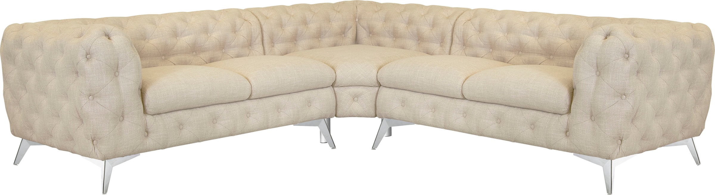 Leonique Chesterfield-Sofa »Ecksofa GLYNIS L-Form mit Wellenunterfederung, günstig online kaufen