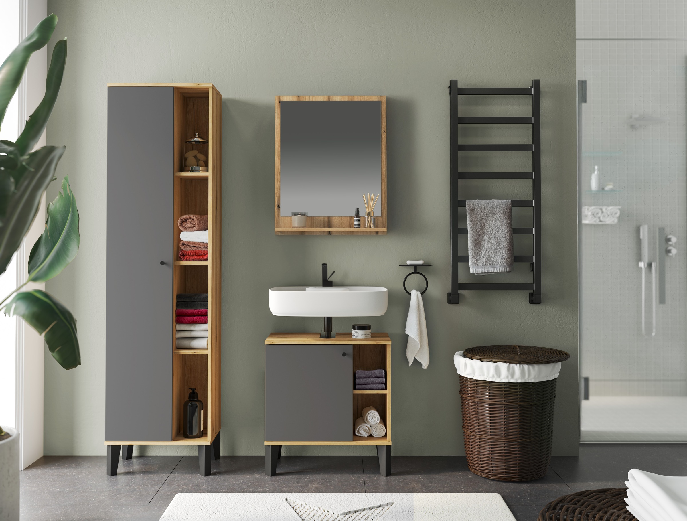 INOSIGN Badmöbel-Set »OSLO, Bad im skandinavischen Design«, (Set, 3 St.), B günstig online kaufen