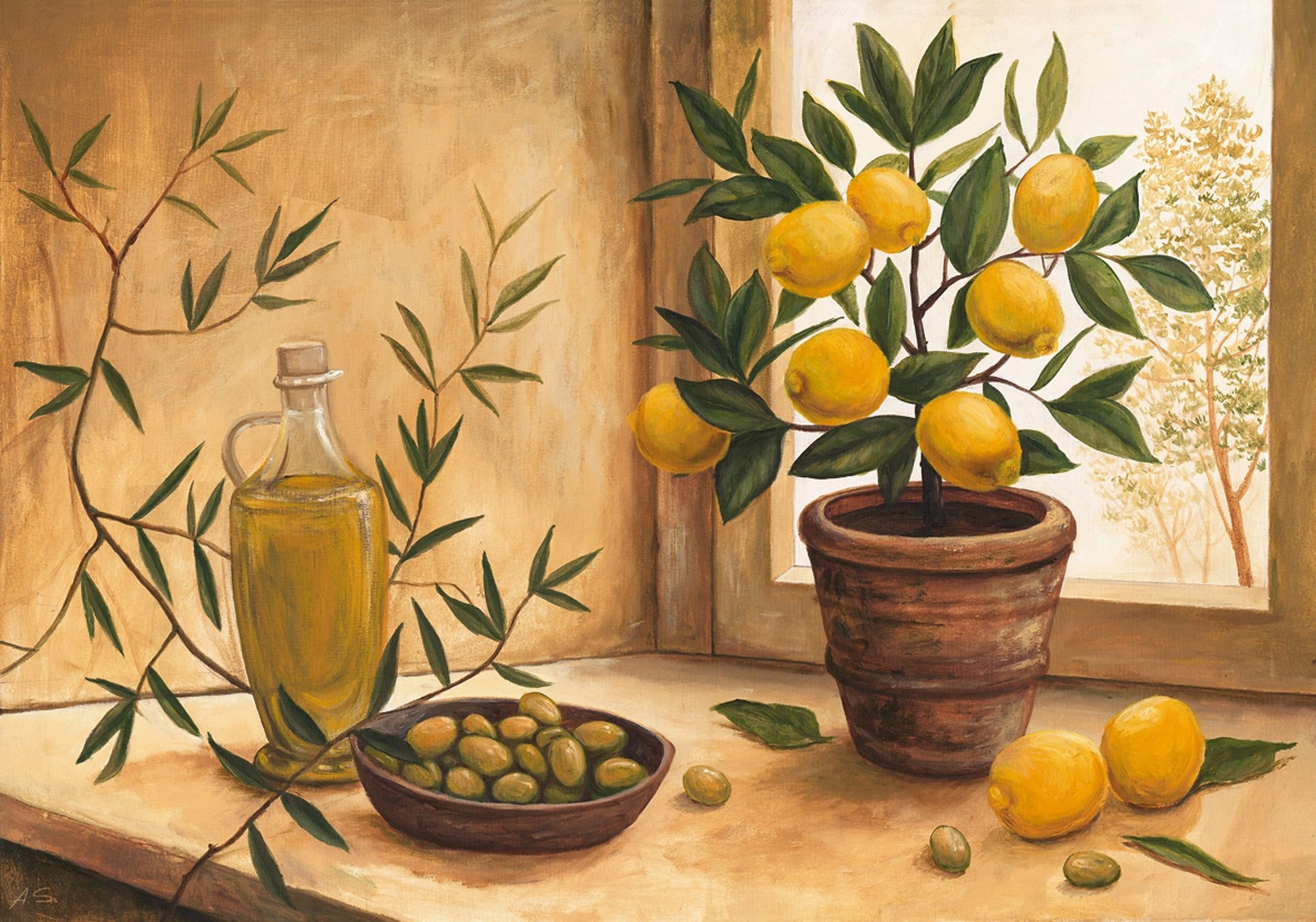Kunstdruck »A. S.: Olive and lime«, Arrangements, 99/69 cm