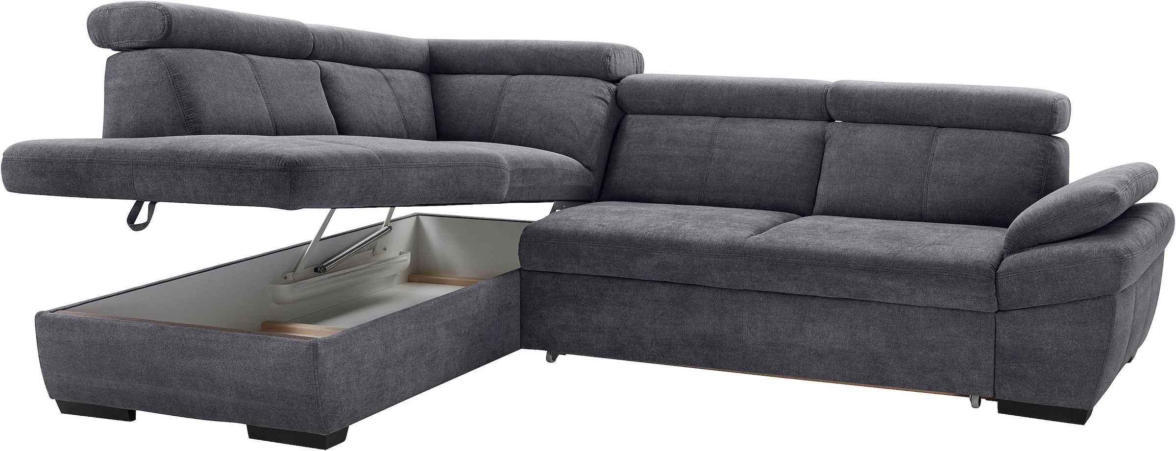 exxpo - sofa fashion Ecksofa »Salerno, klassisch modernes Funktionssofa, hoher Sitzkomfort, L-Form«, inkl. Kopf- und Armteilverstellung, wahlweise mit Bettfunktion