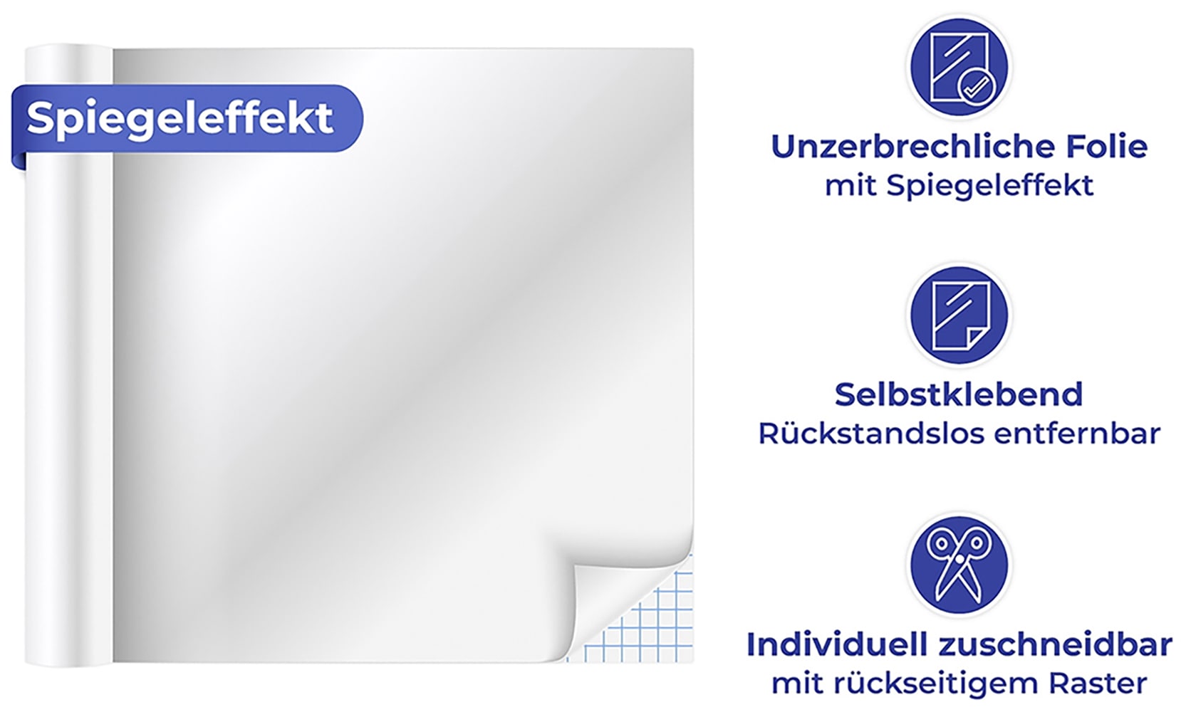 Maximex Dekorationsfolie »Spiegeleffekt-Folie« 150x58 cm, zuschneidbar, selbstklebend, für Wand, Tür oder Schrank