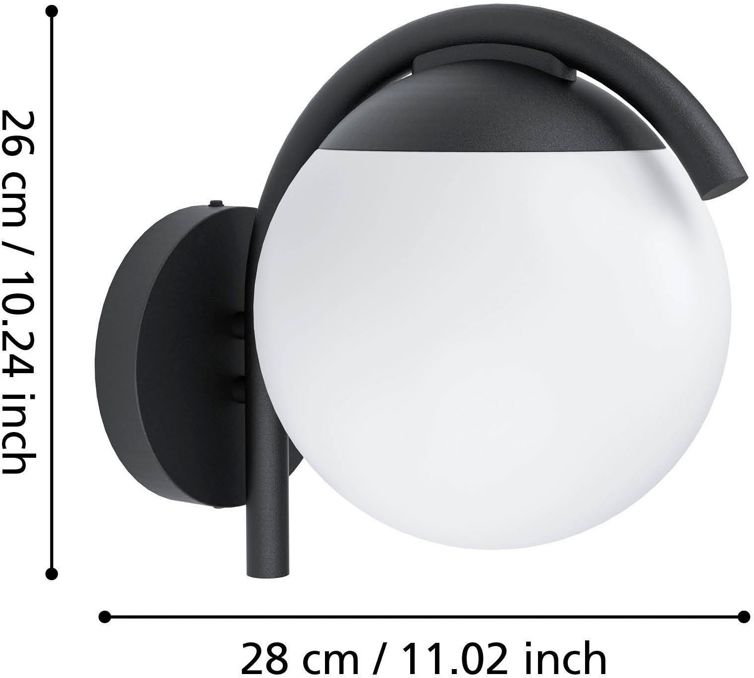 EGLO Wandleuchte »Prata Vecchia Außen Wandlampe, Außenleuchte, Minimalistisch, E27, IP44« E27 1 Stk. Wand-/Deckenleuchte - L20 x H26 x AL28,5 cm - schwarz - 1X28W exkl.