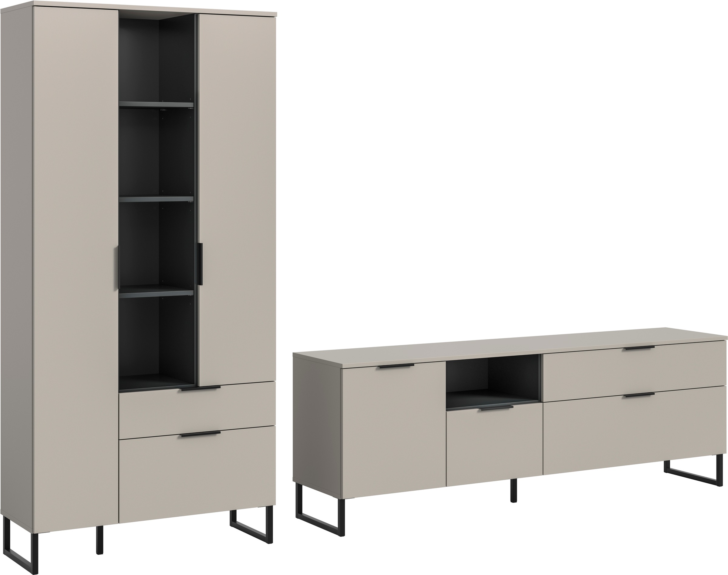 INOSIGN Wohnwand »ADIO, Breite 290 cm, 2-teiliges Set, mit Metall-Kufenfüße günstig online kaufen