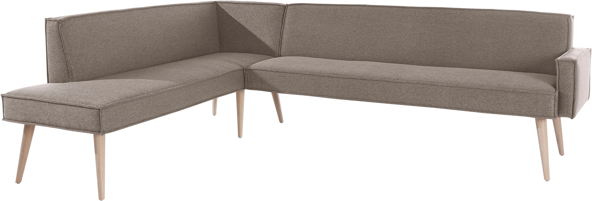 exxpo - sofa fashion Eckbank »Lungo, moderne Kedernaht, bequem und elegant, hoher Holzfuß«, hochwertige Detailverarbeitung, frei im Raum stellbar