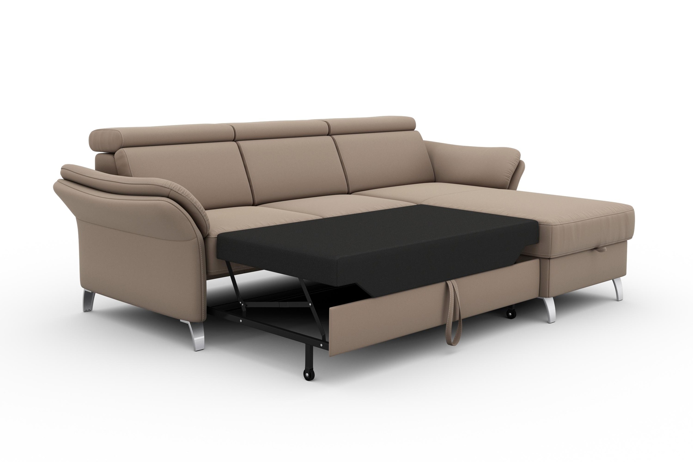 sit&more Ecksofa »Vincenzo L-Form«, inklusive Kopfteilverstellung, wahlweise mit Bettfunktion, Bettkasten