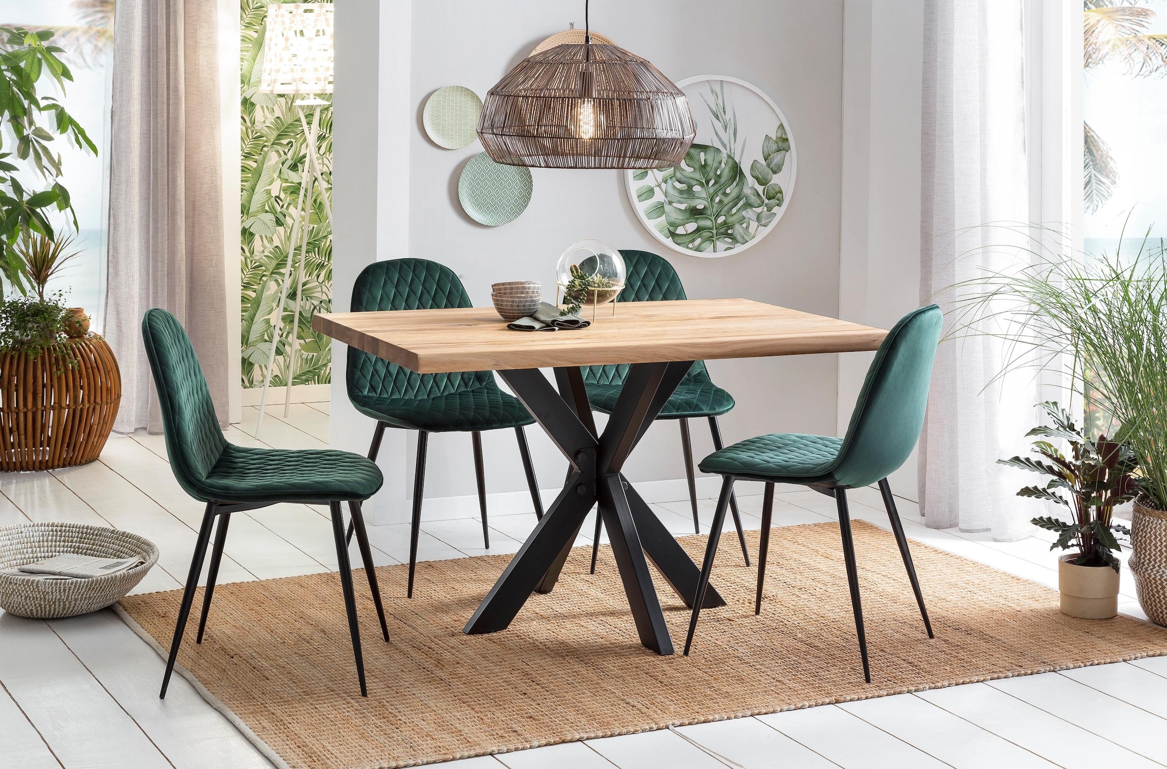 Home affaire Esstisch »Tristan«, mit modernem Spider Gestell und Baumkante günstig online kaufen