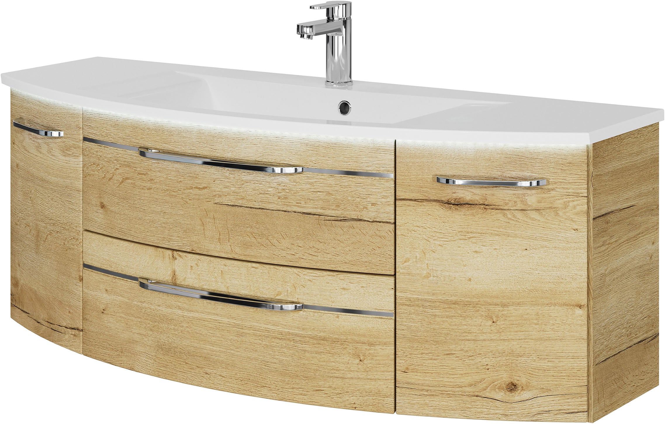 Saphir Waschtisch »Serie 7045 Mineralmarmor-Waschtisch und Unterschrank, 131 cm breit«, Waschplatz mit 2 Schubladen, 2 Türen, Badmöbel Set mit Waschtisch