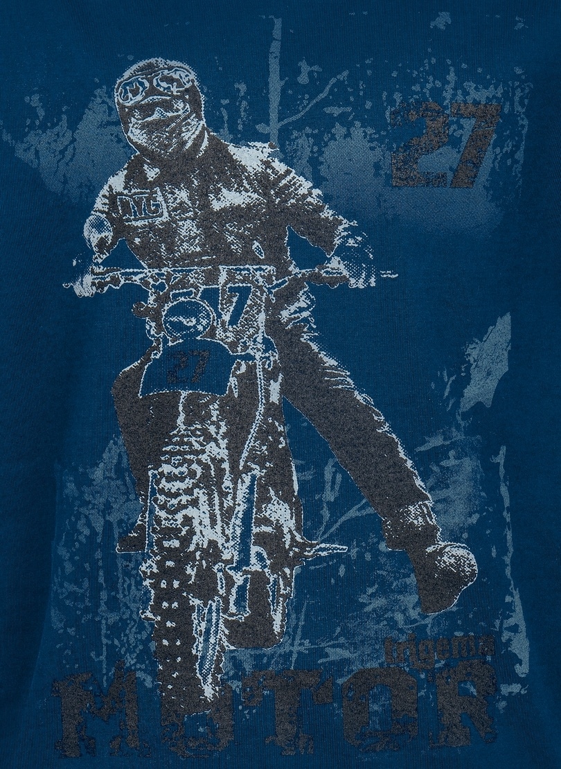 Trigema T-Shirt »TRIGEMA Jungen T-Shirt mit coolem Motorrad-Motiv«, (1 tlg.)