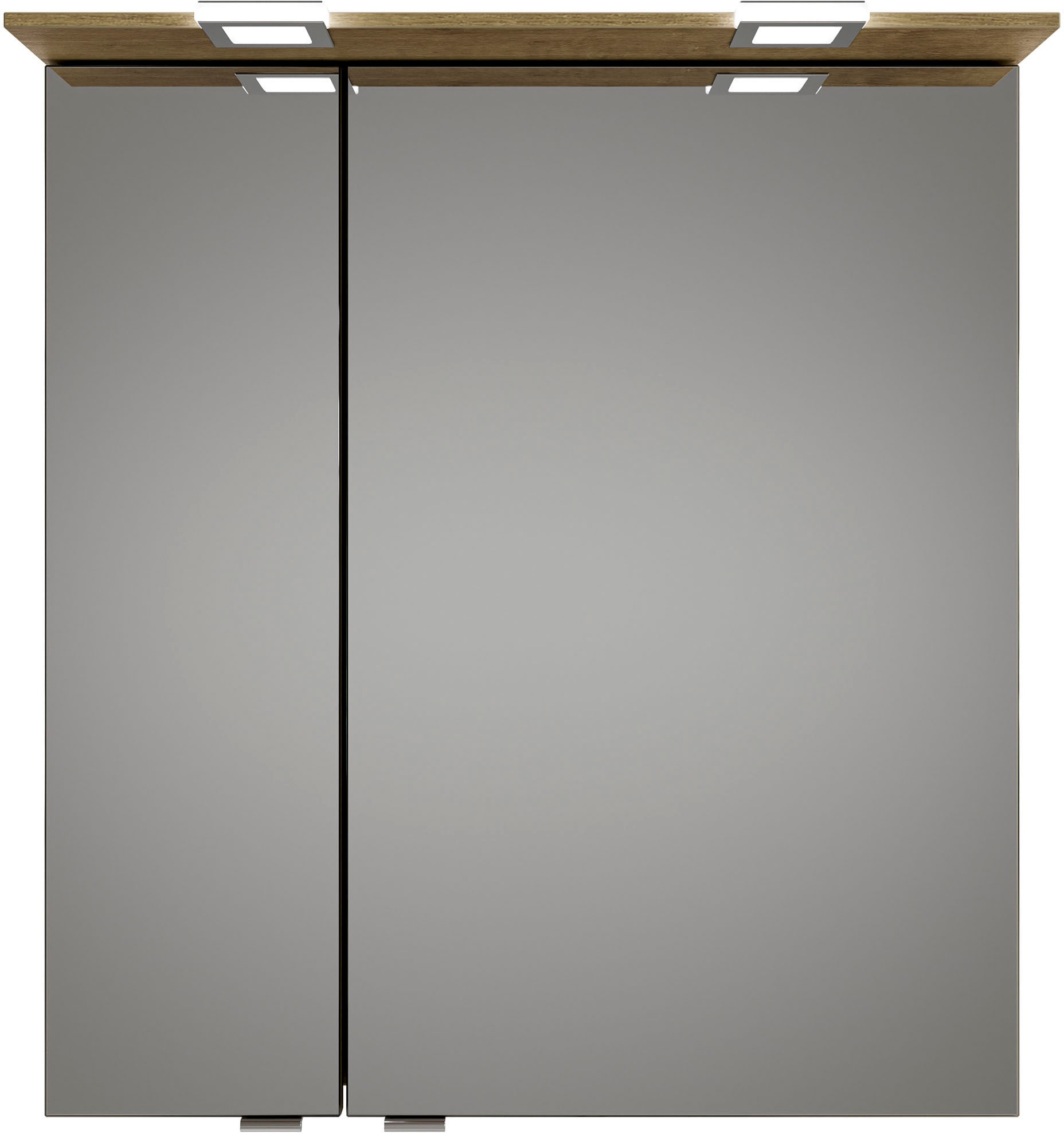 Saphir Badmöbel-Set »Serie 6025 2-teilig Mineralmarmor-Waschtisch mit LED-Spiegelschrank«, (2 St.), Waschplatz 67 cm breit, 2 Schubladen, 2 Spiegel-Türen, inkl Türdämpfer