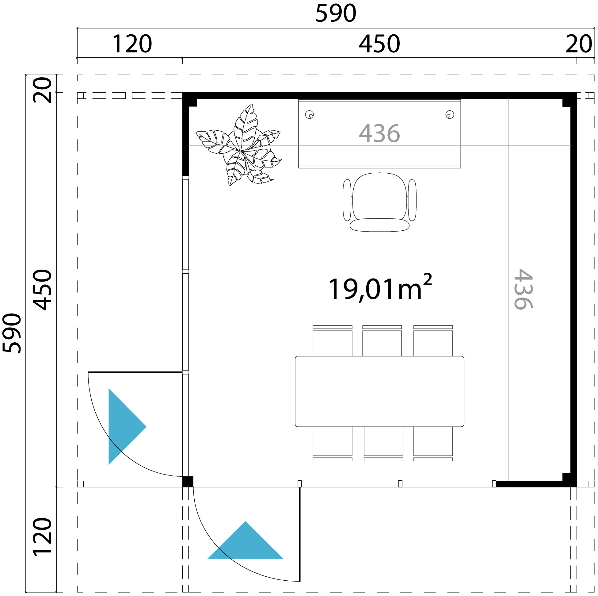 LASITA MAJA Gartenhaus »DOMEO 9 CARBONGRAU/ANTHRAZIT«, (Set), Fundamentmass 1200+4500 x 1200+4500, Carbongrau