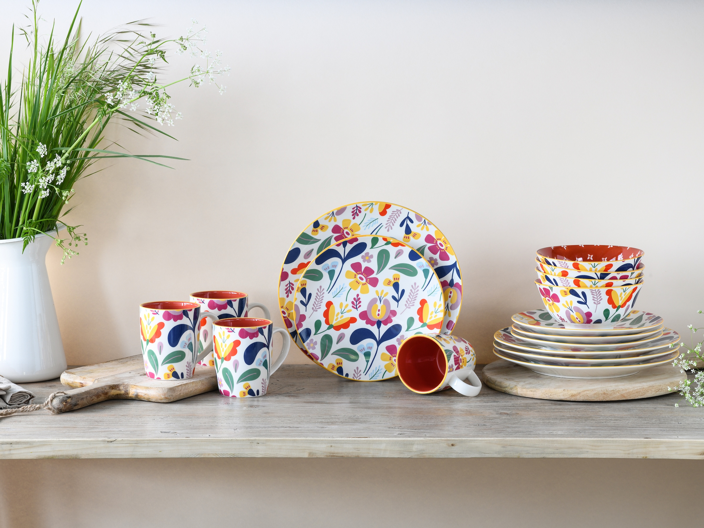 CreaTable Kombiservice »Folklore Bunt, Kombi-Service 16 tlg«, (Set, 16 tlg.), Blumenmotive