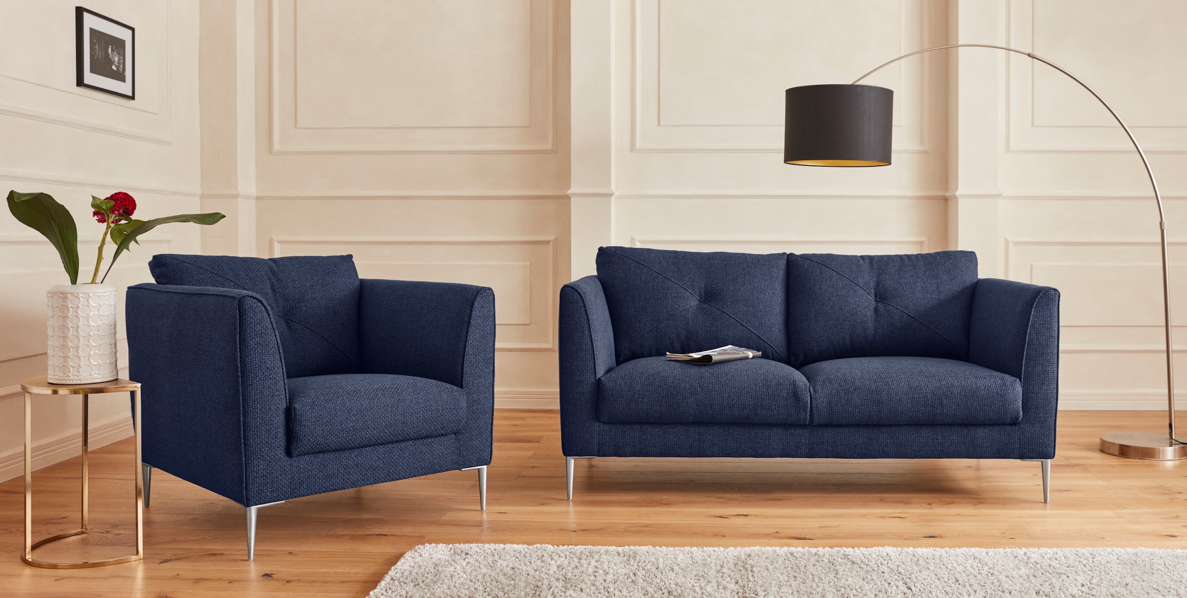 Guido Maria Kretschmer Home&Living 2-Sitzer »Chilltime«, mit eleganter Kreuznaht in den Rückenkissen, Breite 167 cm