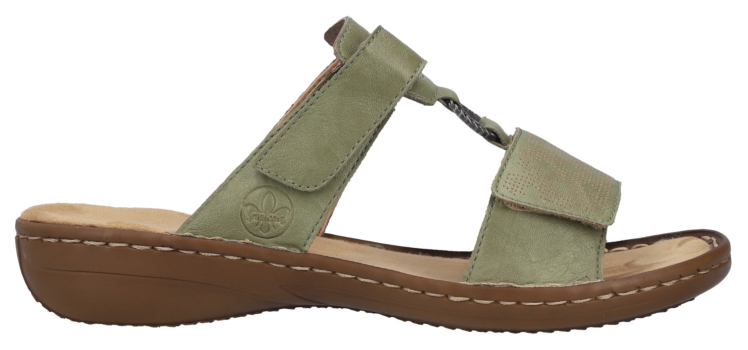 Rieker Pantolette  Sommerschuh, Strandschuh, Klettschuh mit Perforation